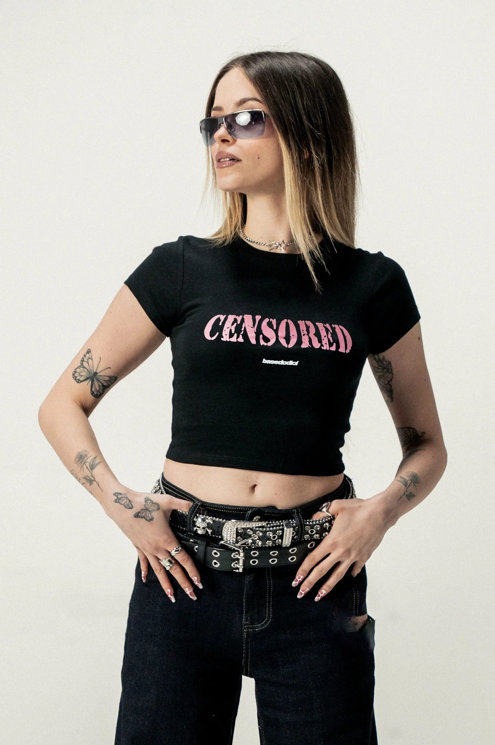 Baby Tee "DIVA" Censored Black - Image 3