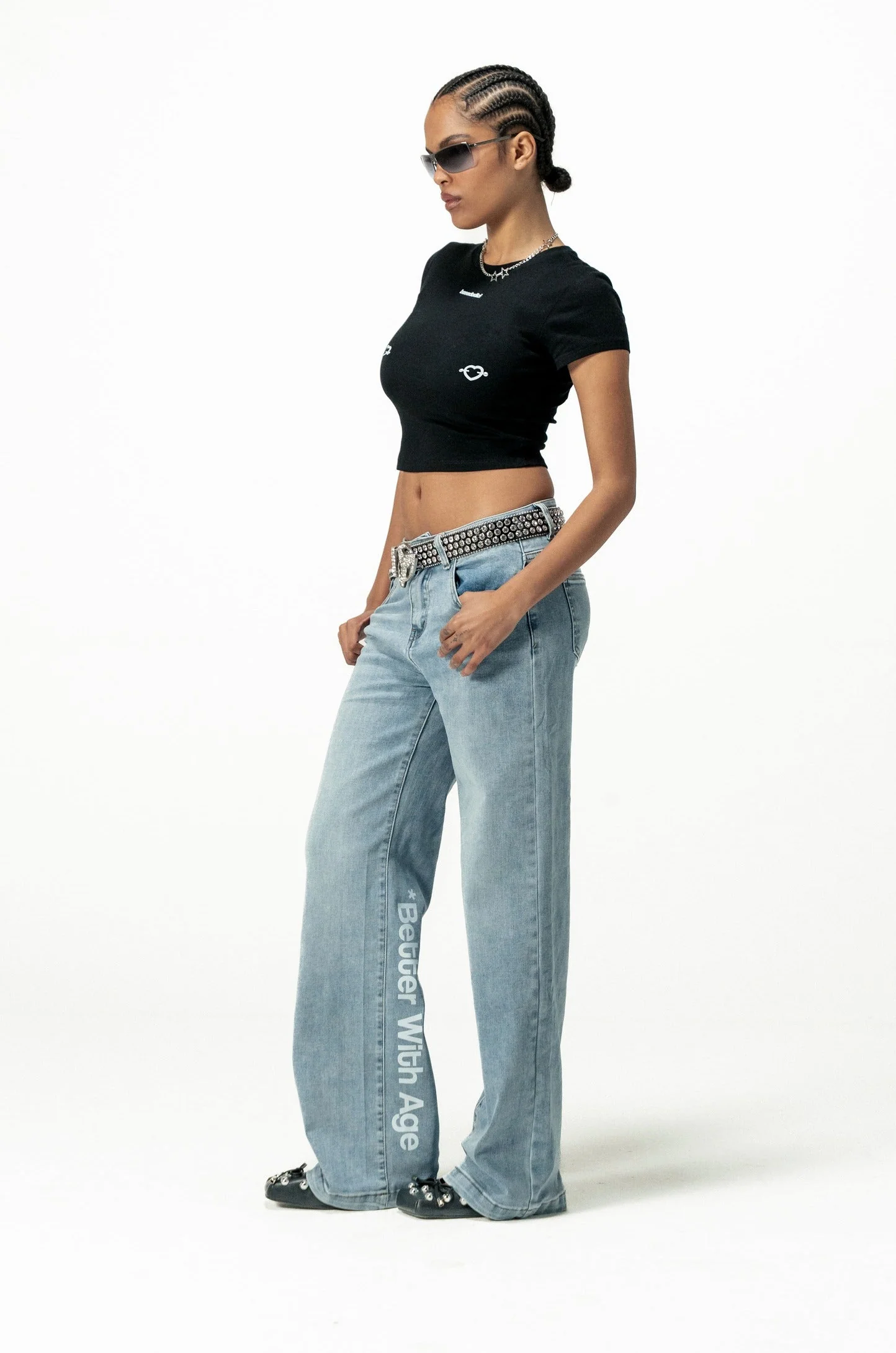 Baby Tee "DIVA" Hearts Black - Image 3