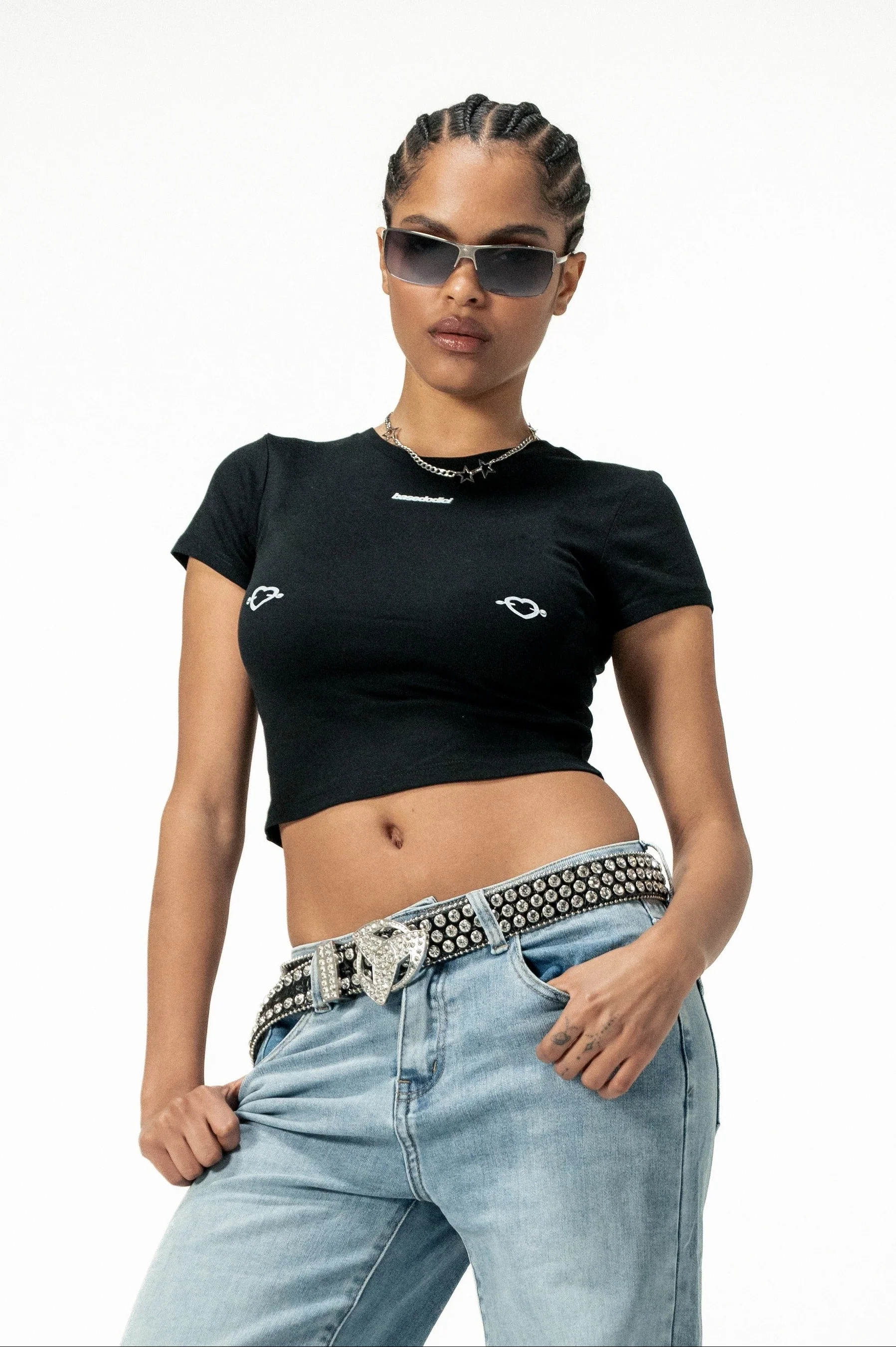Baby Tee "DIVA" Hearts Black - Image 4