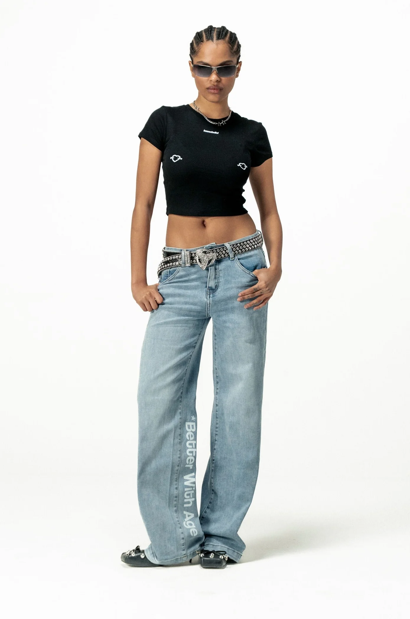 Baby Tee "DIVA" Hearts Black - Image 8