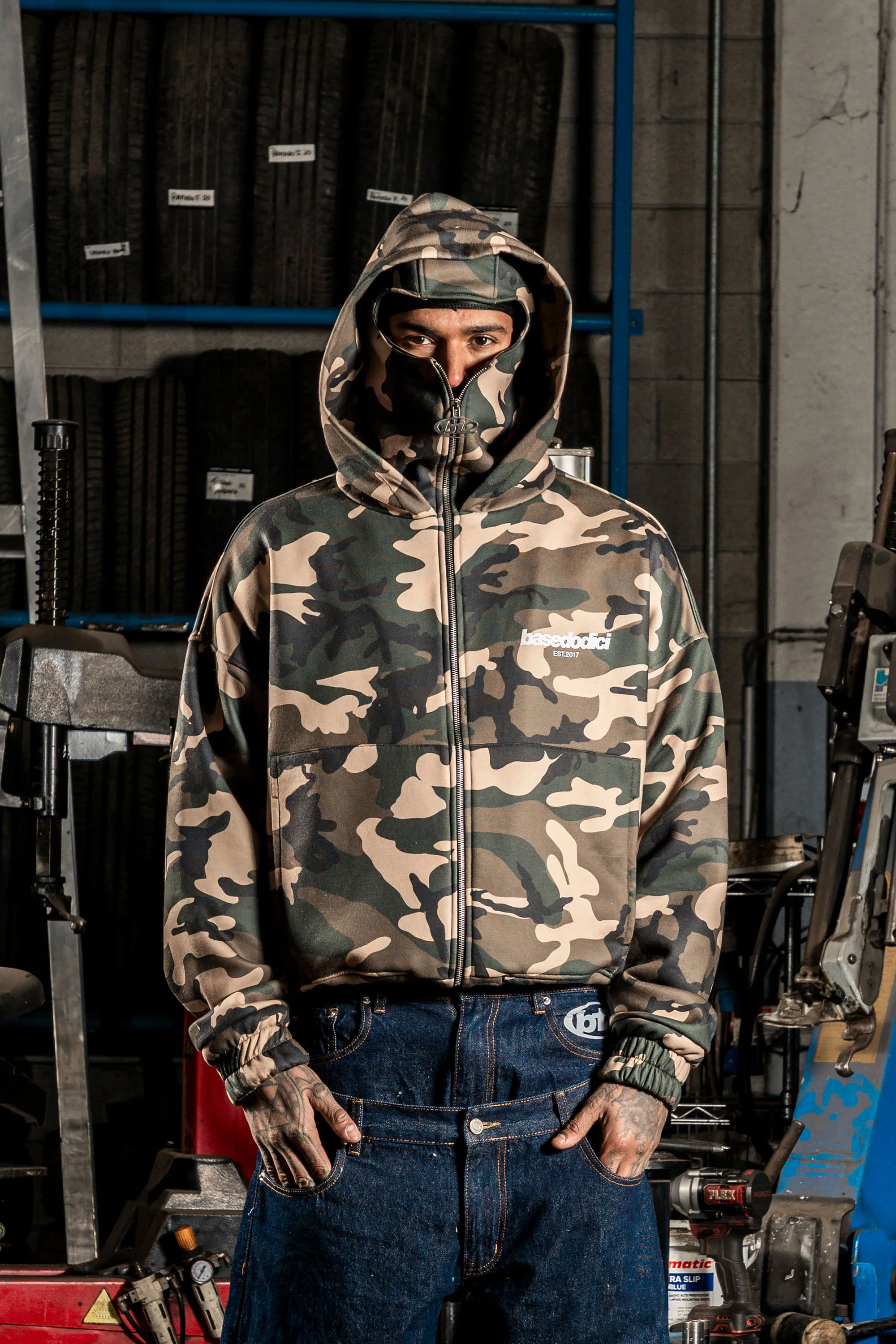 Balaclava Full Zip "DETROIT" Camo Green - Image 12