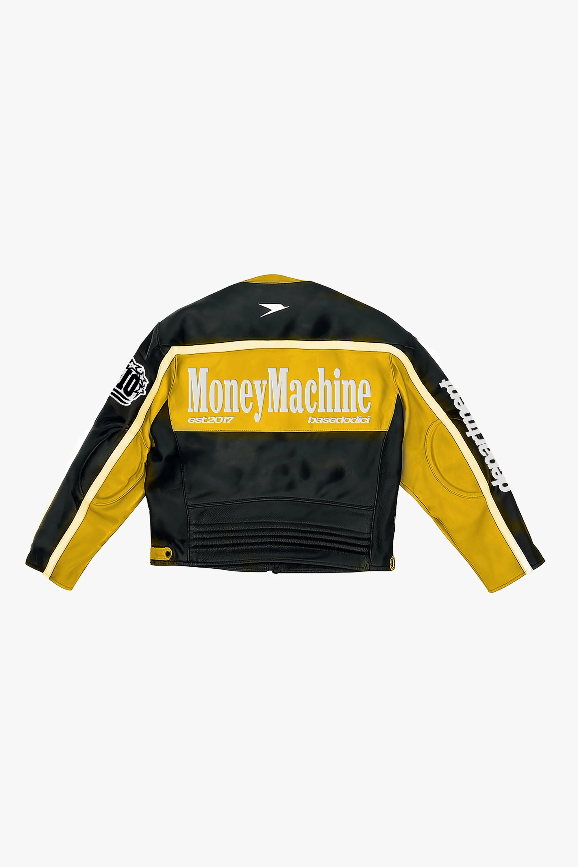 Biker Jacket "RUDEBOY LDN" Money Black/Yellow - Image 12