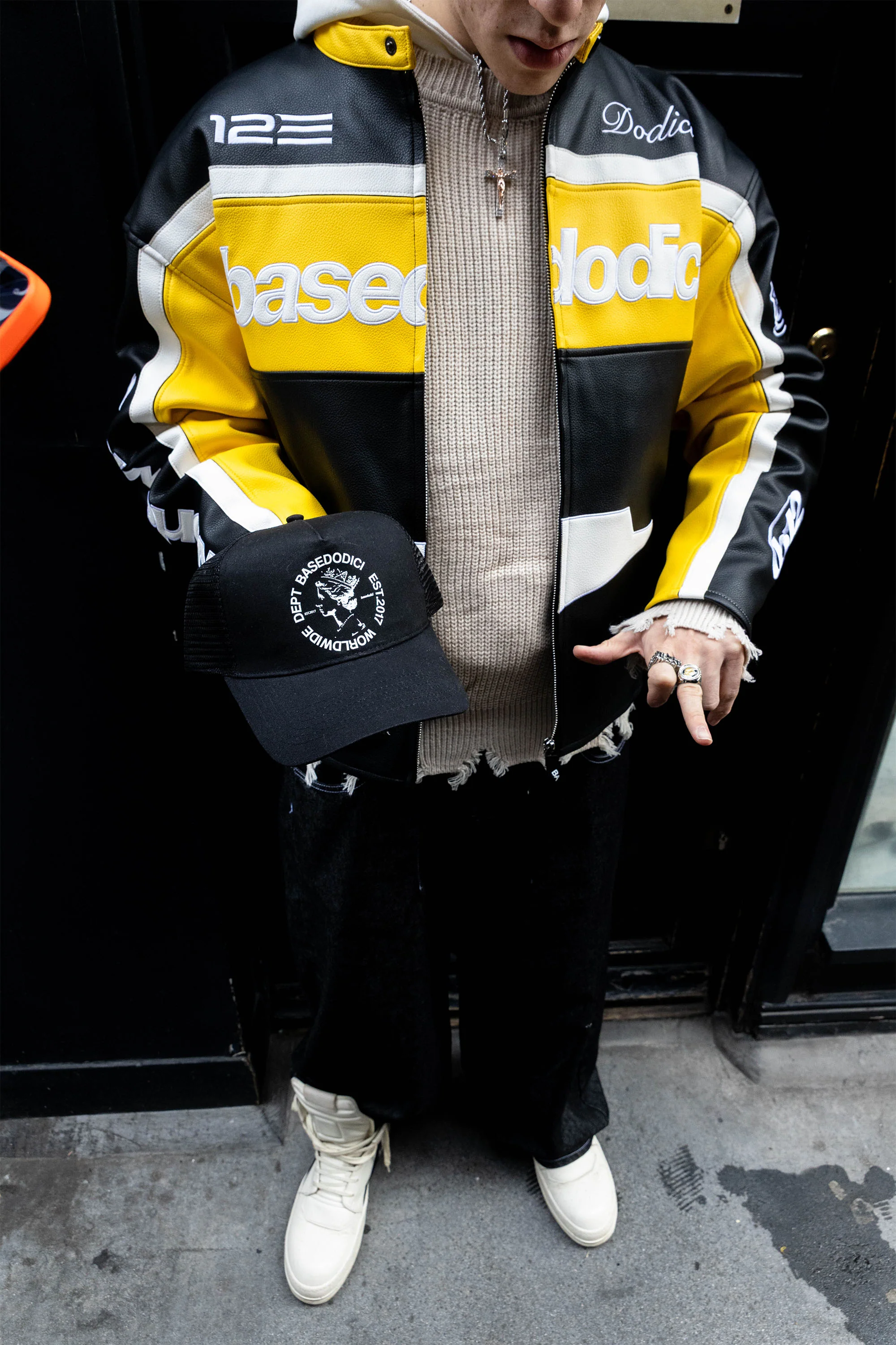 Biker Jacket "RUDEBOY LDN" Money Black/Yellow - Image 4