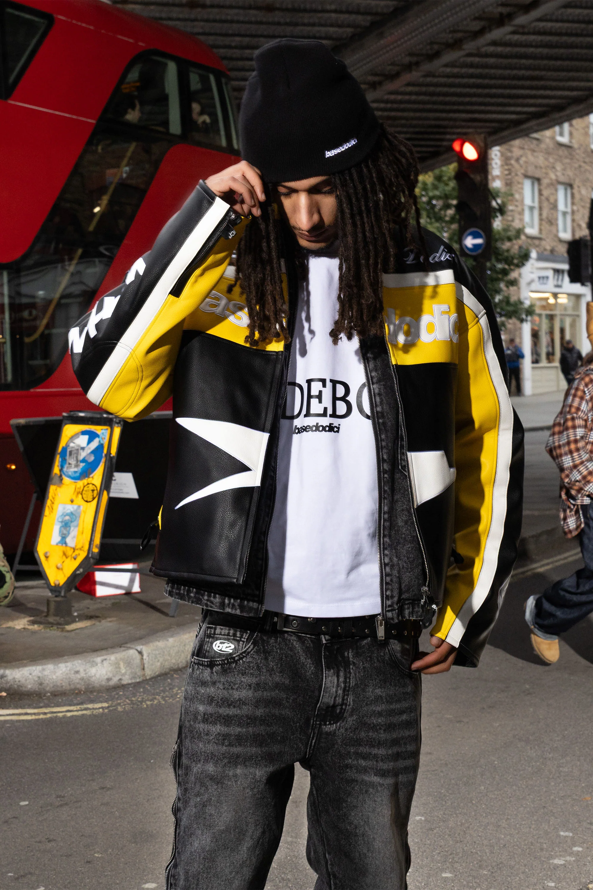 Biker Jacket "RUDEBOY LDN" Money Black/Yellow - Image 6