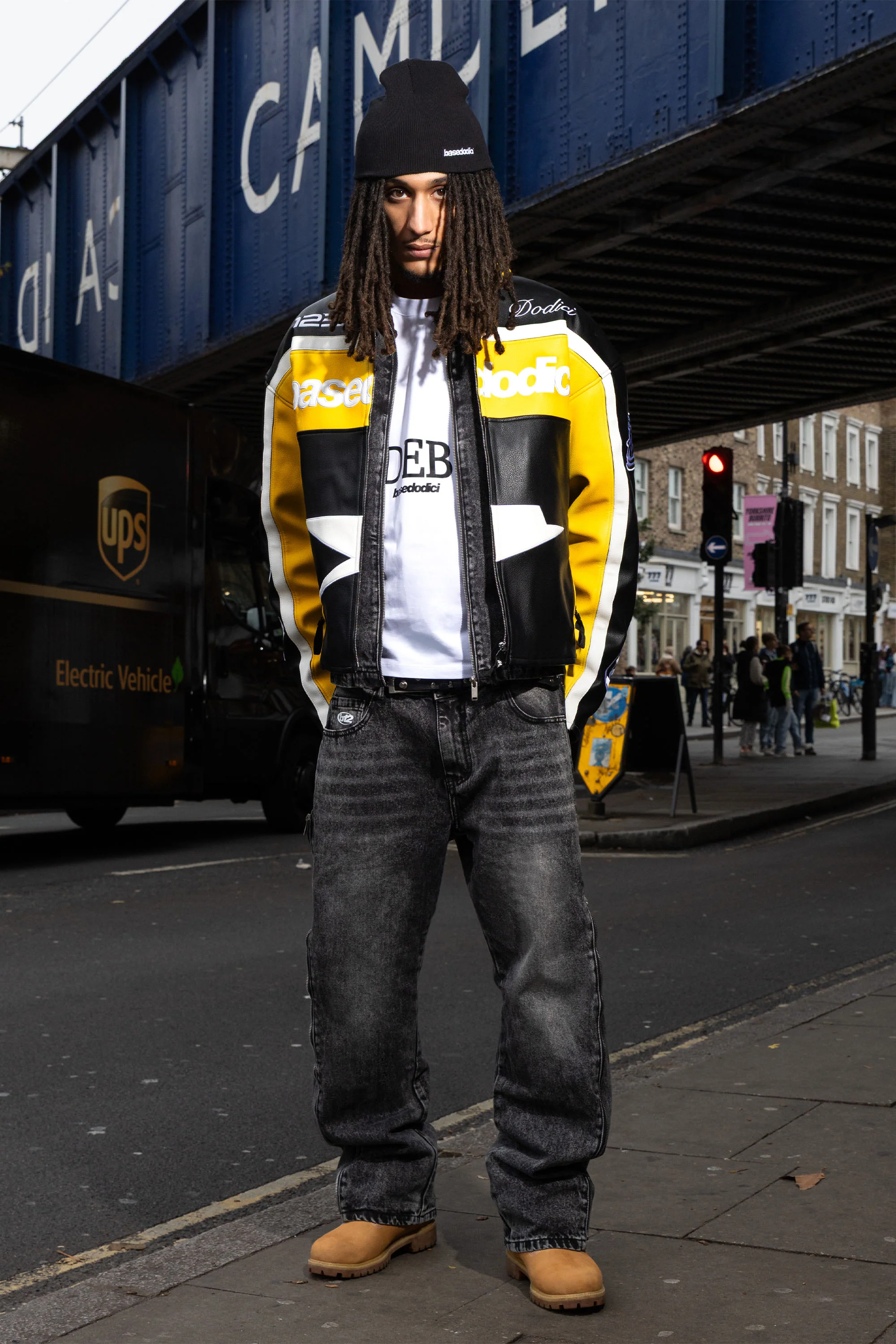 Biker Jacket "RUDEBOY LDN" Money Black/Yellow - Image 7
