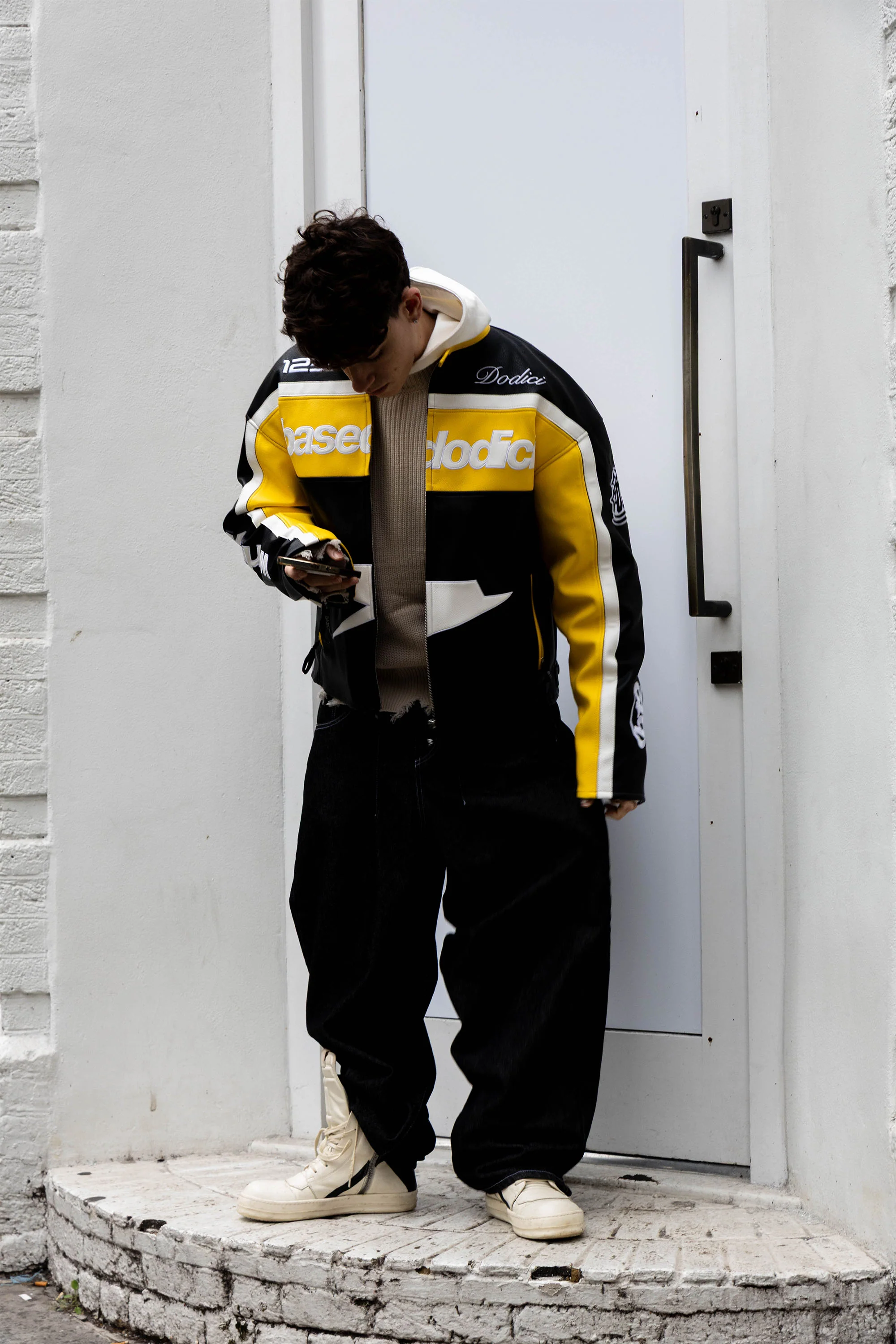 Biker Jacket "RUDEBOY LDN" Money Black/Yellow - Image 8