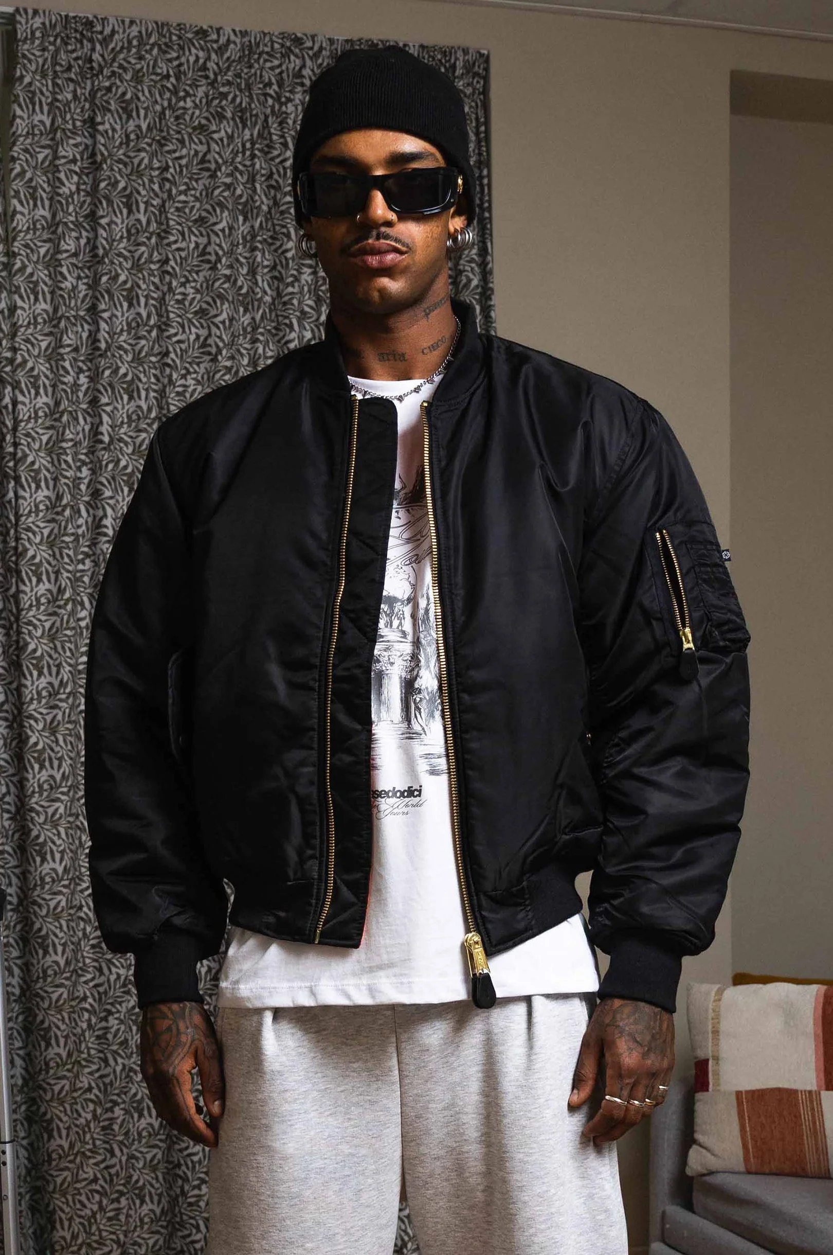 Bomber Jacket "WORLD TOUR" Black - Image 12