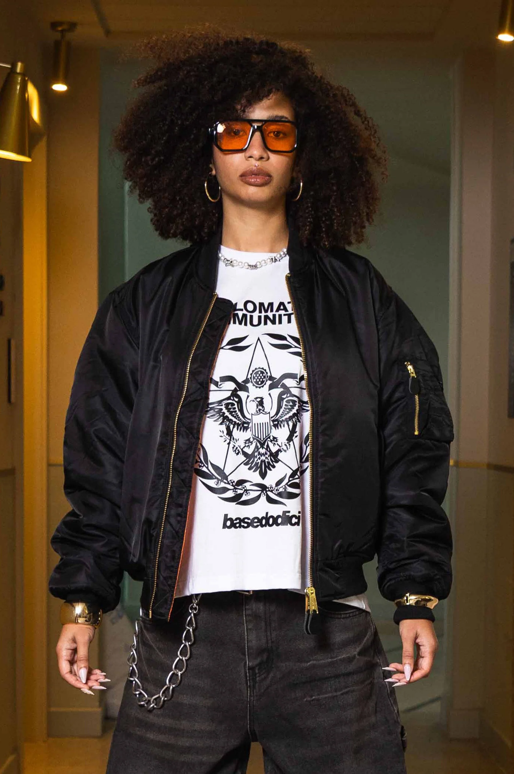 Bomber Jacket "WORLD TOUR" Black - Image 16