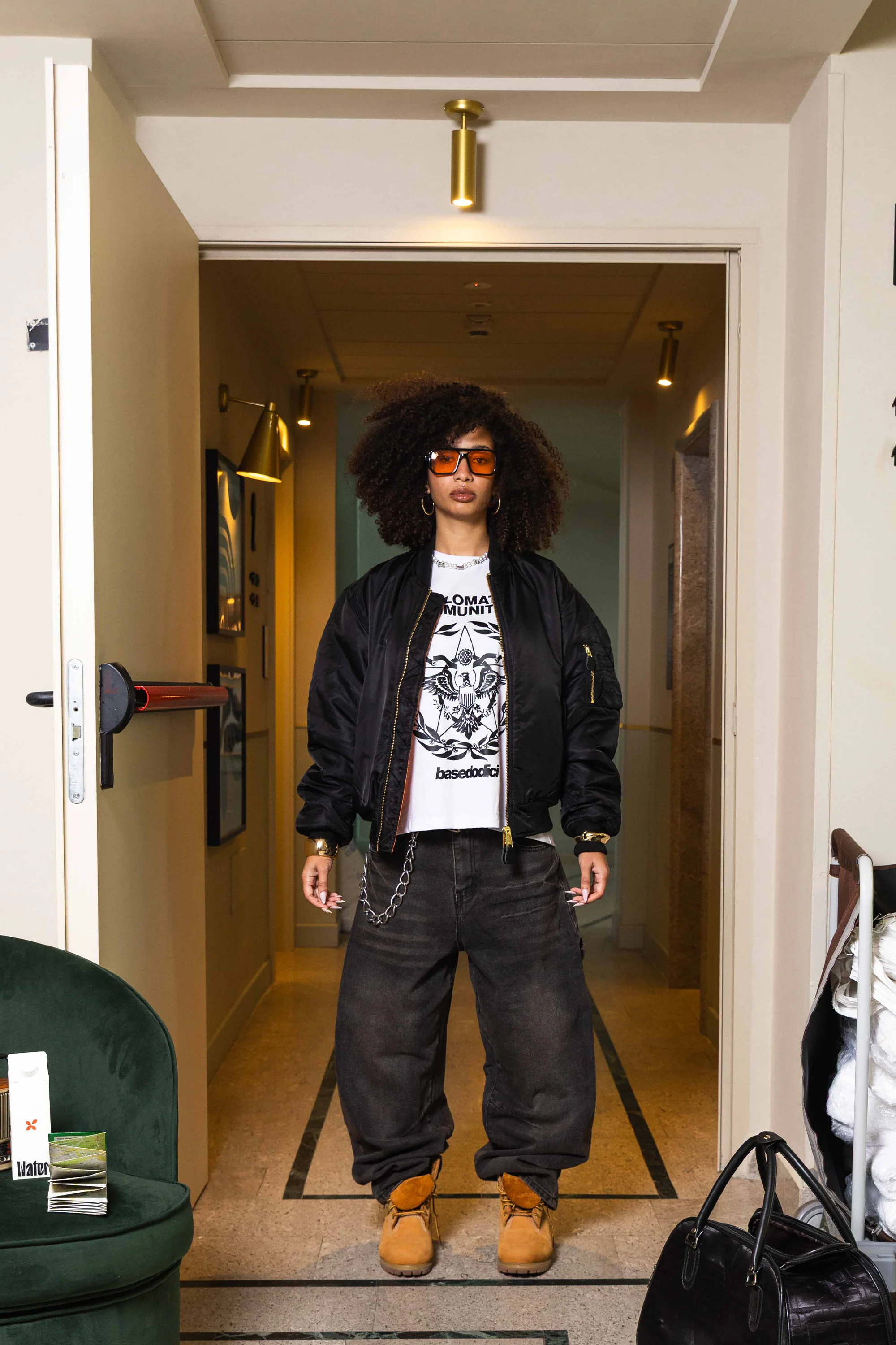 Bomber Jacket "WORLD TOUR" Black - Image 18