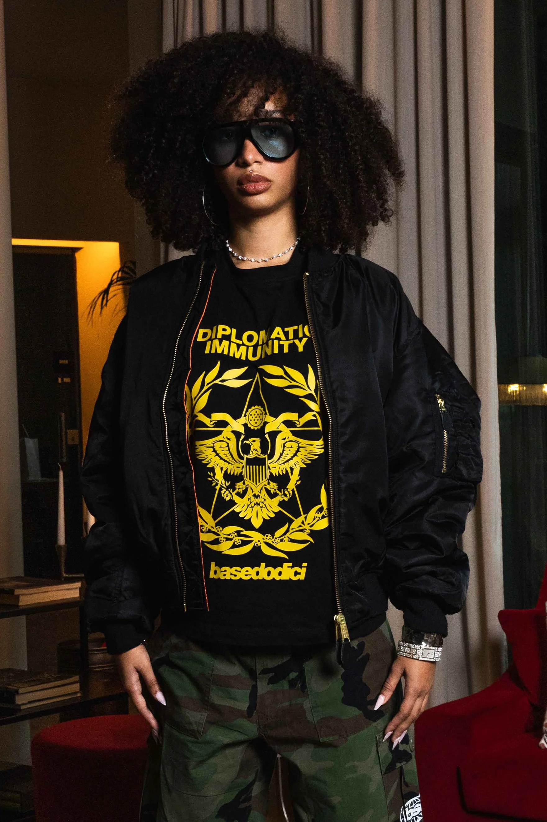 Bomber Jacket "WORLD TOUR" Black - Image 8