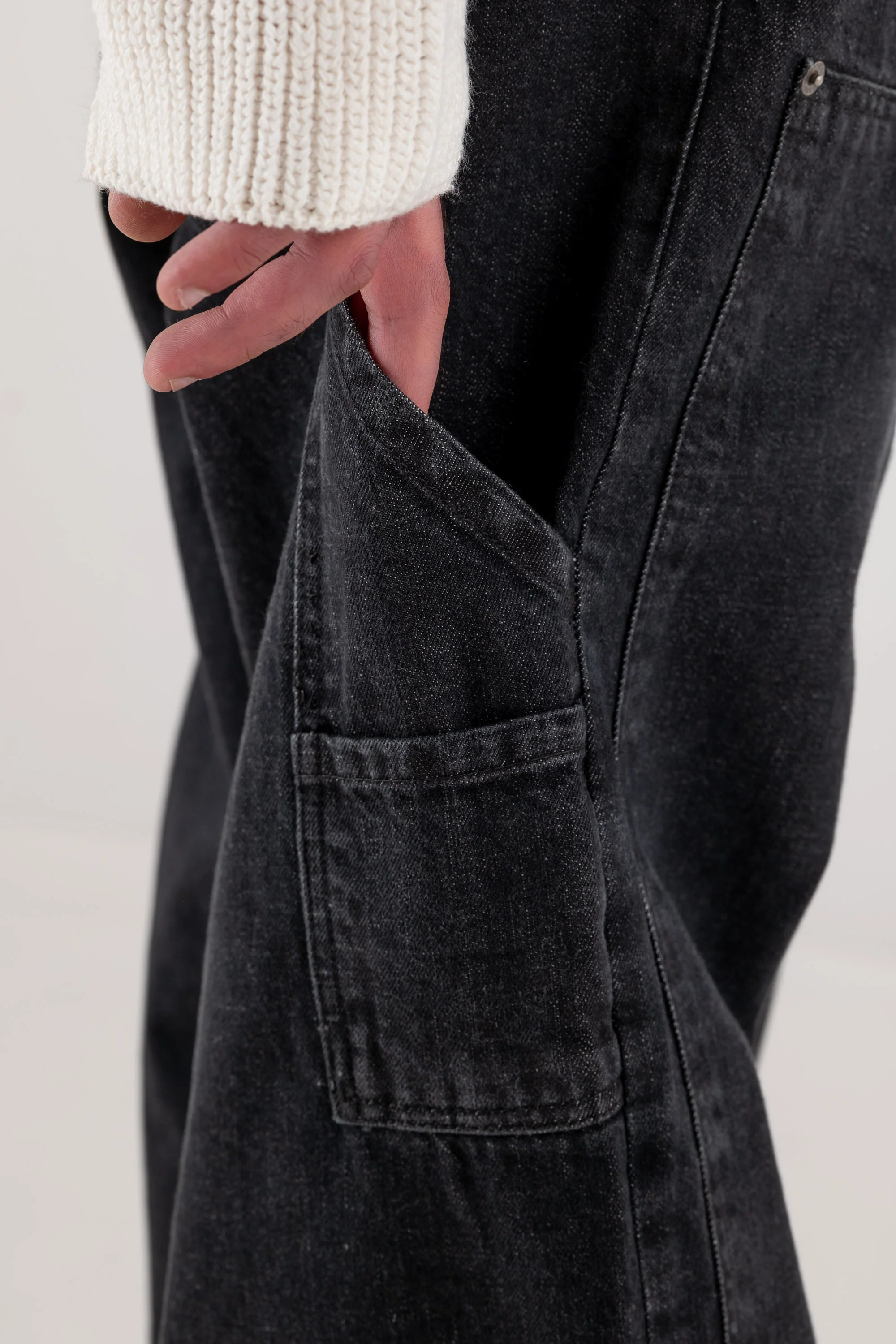 Carpenter Denim Pants “DE LA RUE À LA RUE” Black - Image 14