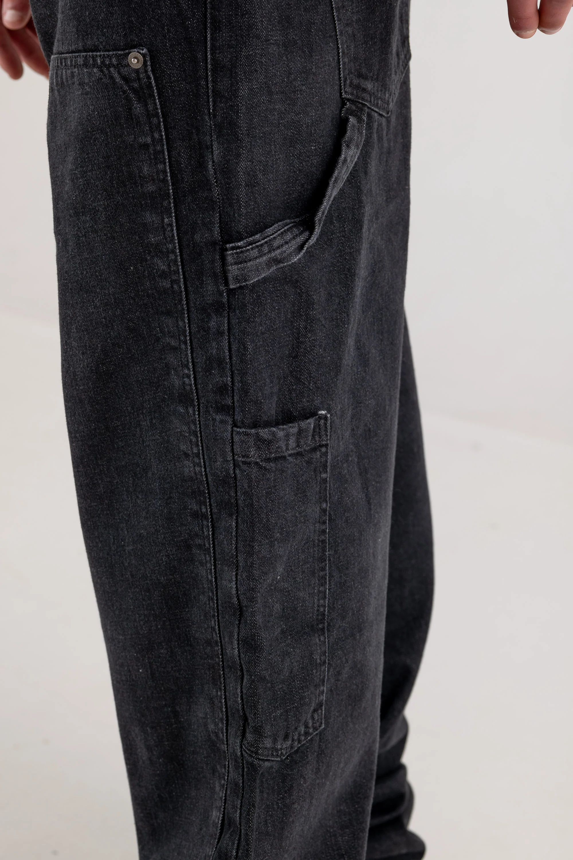 Carpenter Denim Pants “DE LA RUE À LA RUE” Black - Image 15