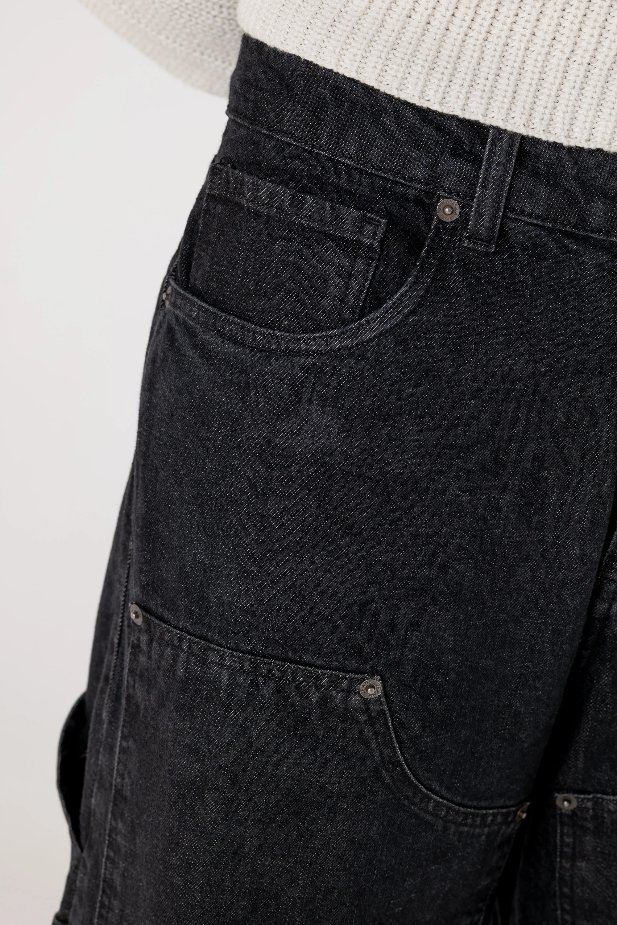 Carpenter Denim Pants “DE LA RUE À LA RUE” Black - Image 17