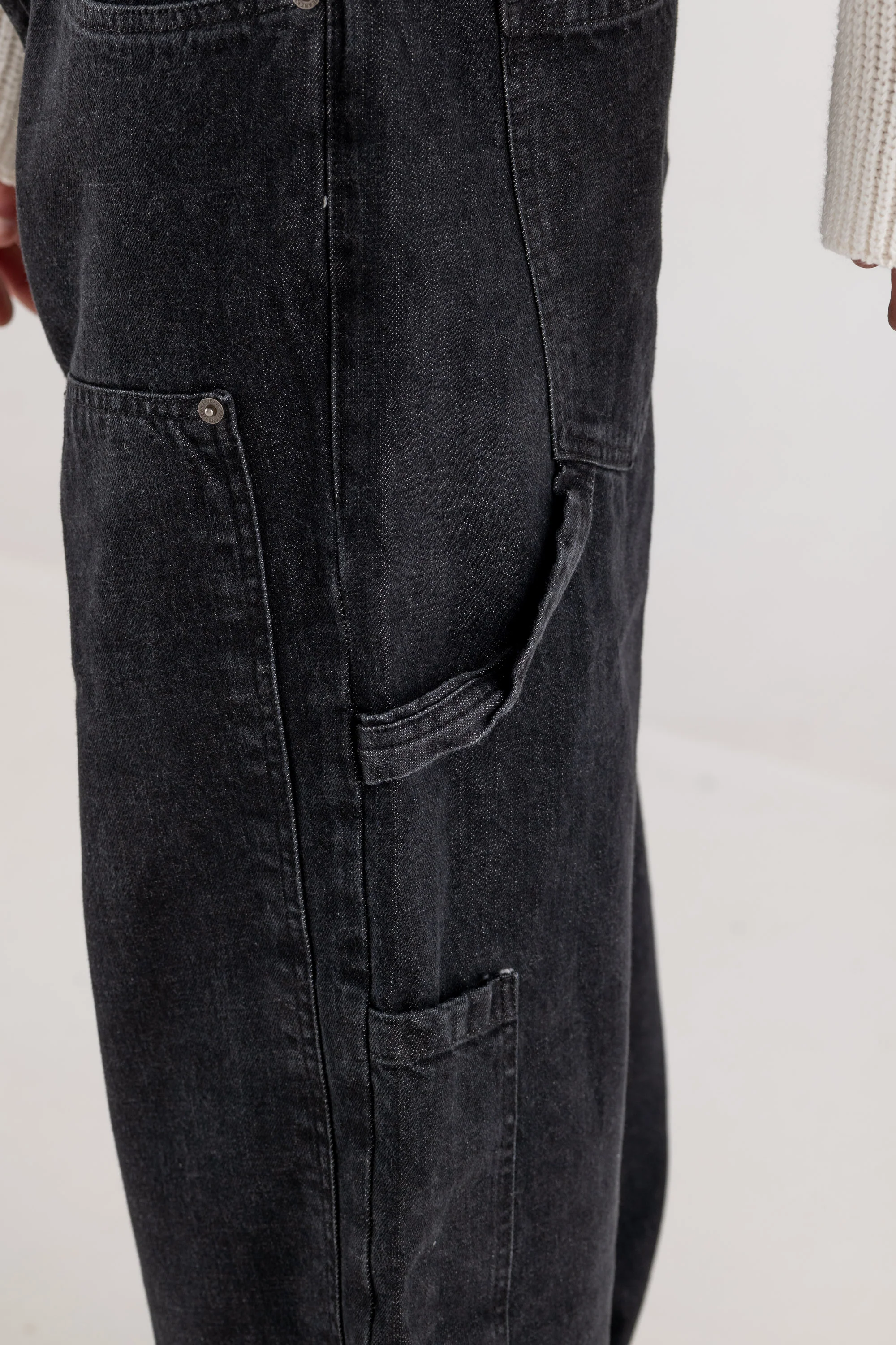 Carpenter Denim Pants “DE LA RUE À LA RUE” Black - Image 18