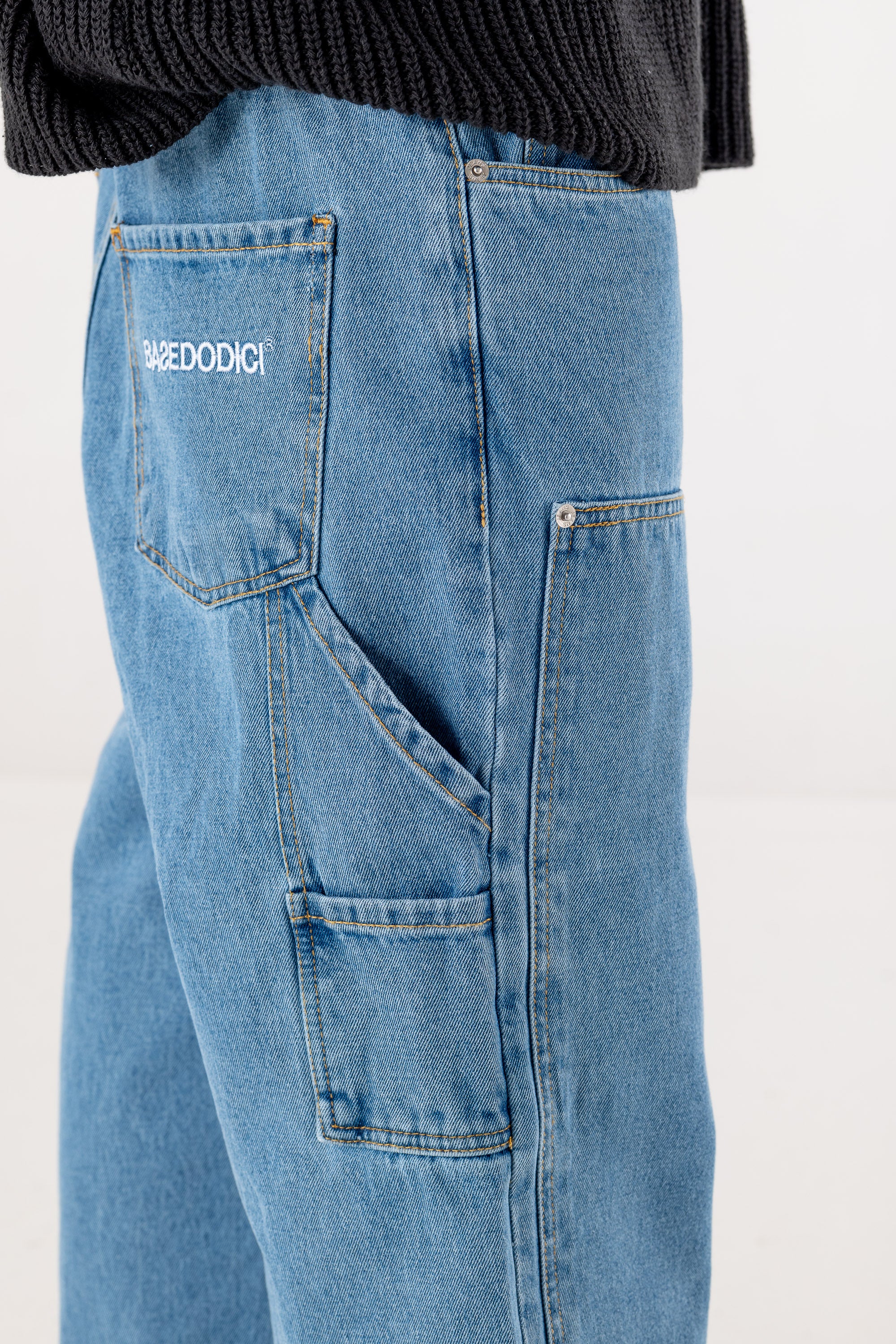 Carpenter Denim Pants “DE LA RUE À LA RUE” Light Blue - Image 12