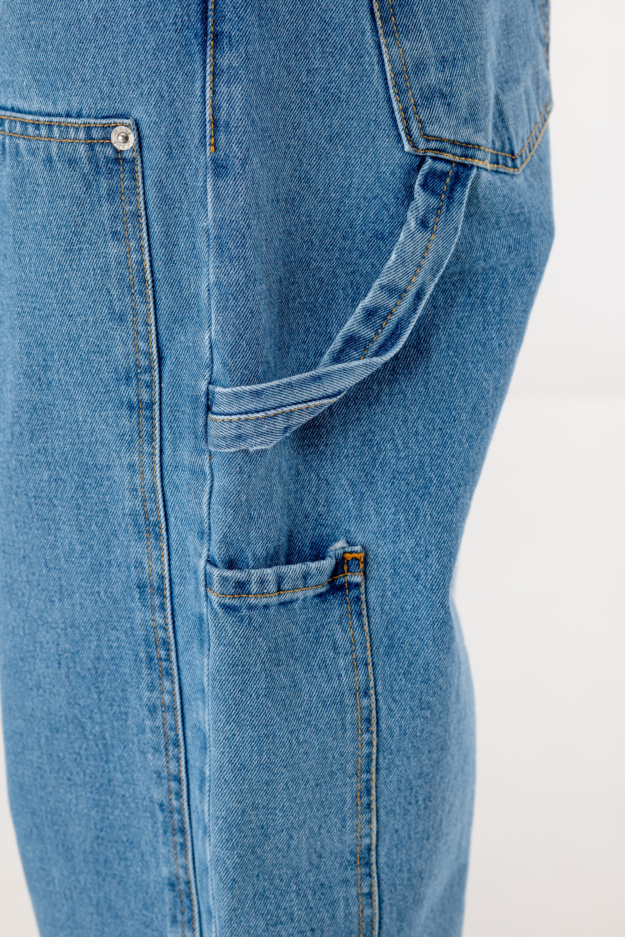 Carpenter Denim Pants “DE LA RUE À LA RUE” Light Blue - Image 15