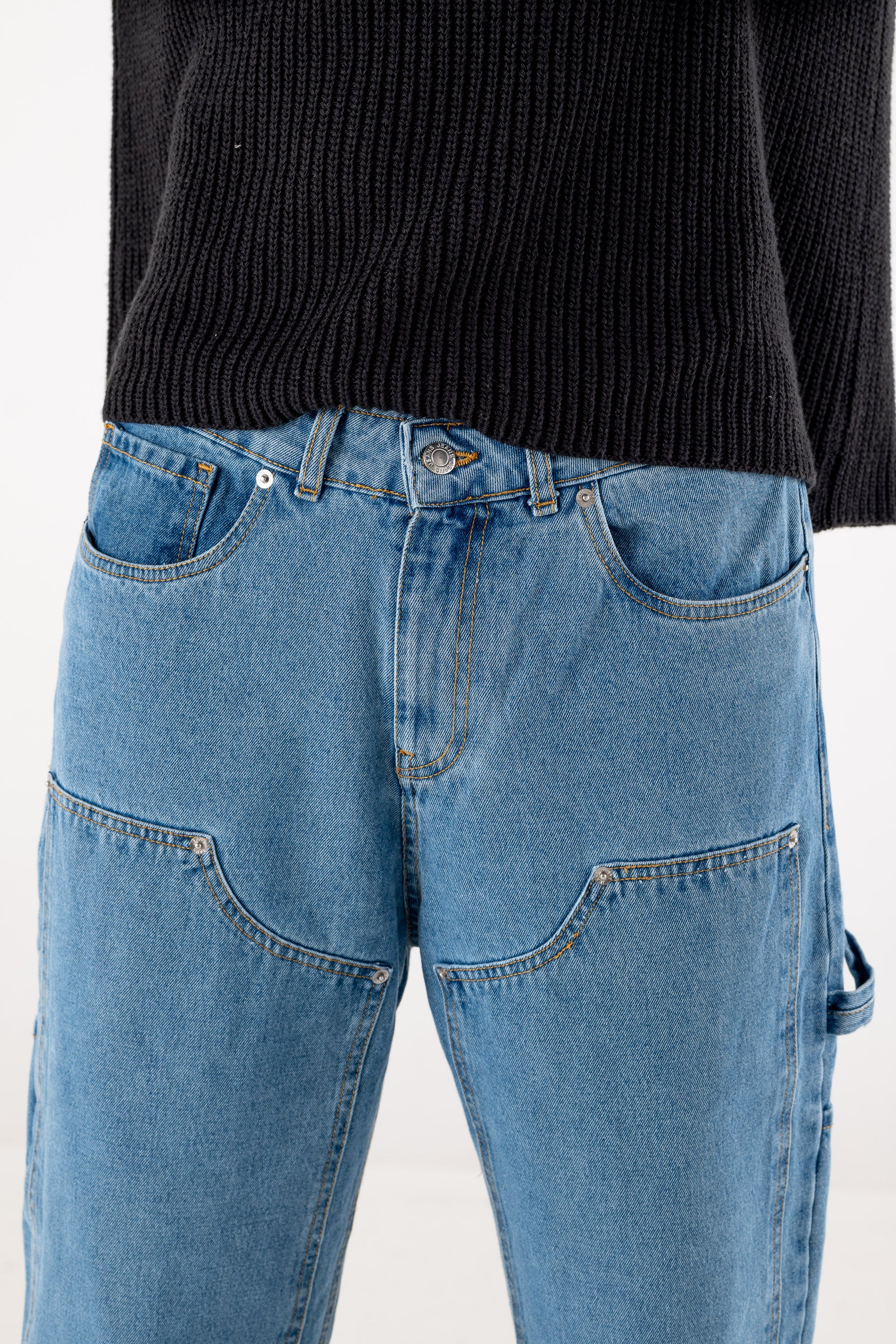 Carpenter Denim Pants “DE LA RUE À LA RUE” Light Blue - Image 16