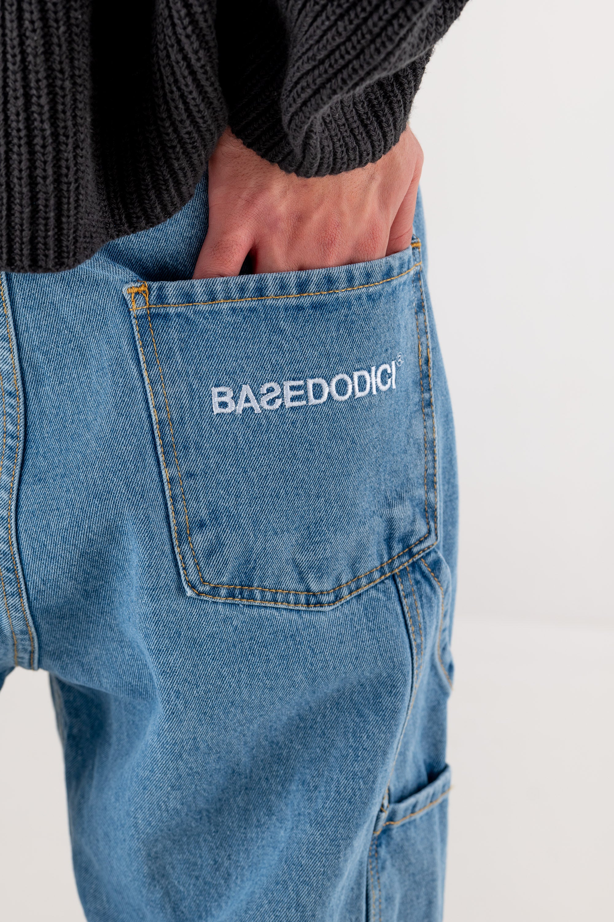 Carpenter Denim Pants “DE LA RUE À LA RUE” Light Blue - Image 4