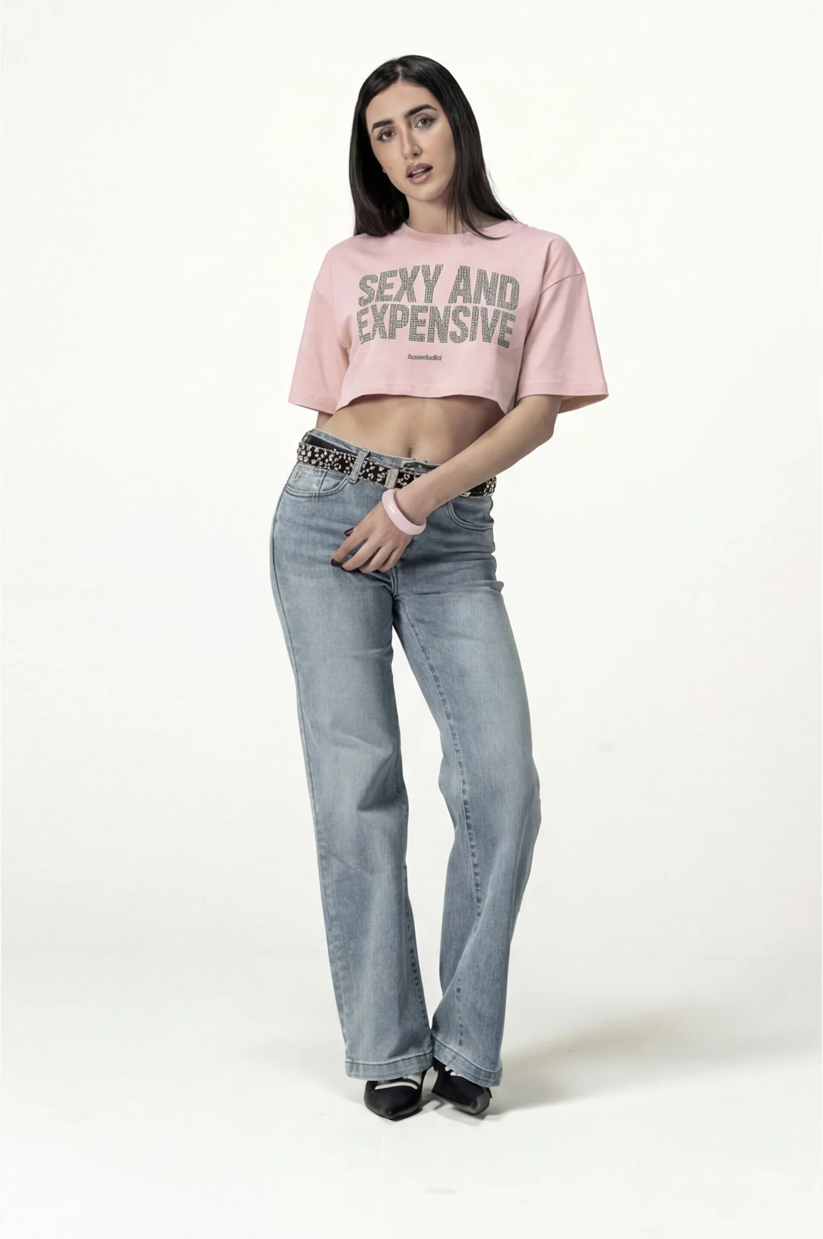 Crop Tee "DIVA" Sexy Pink/Grillz - Image 3
