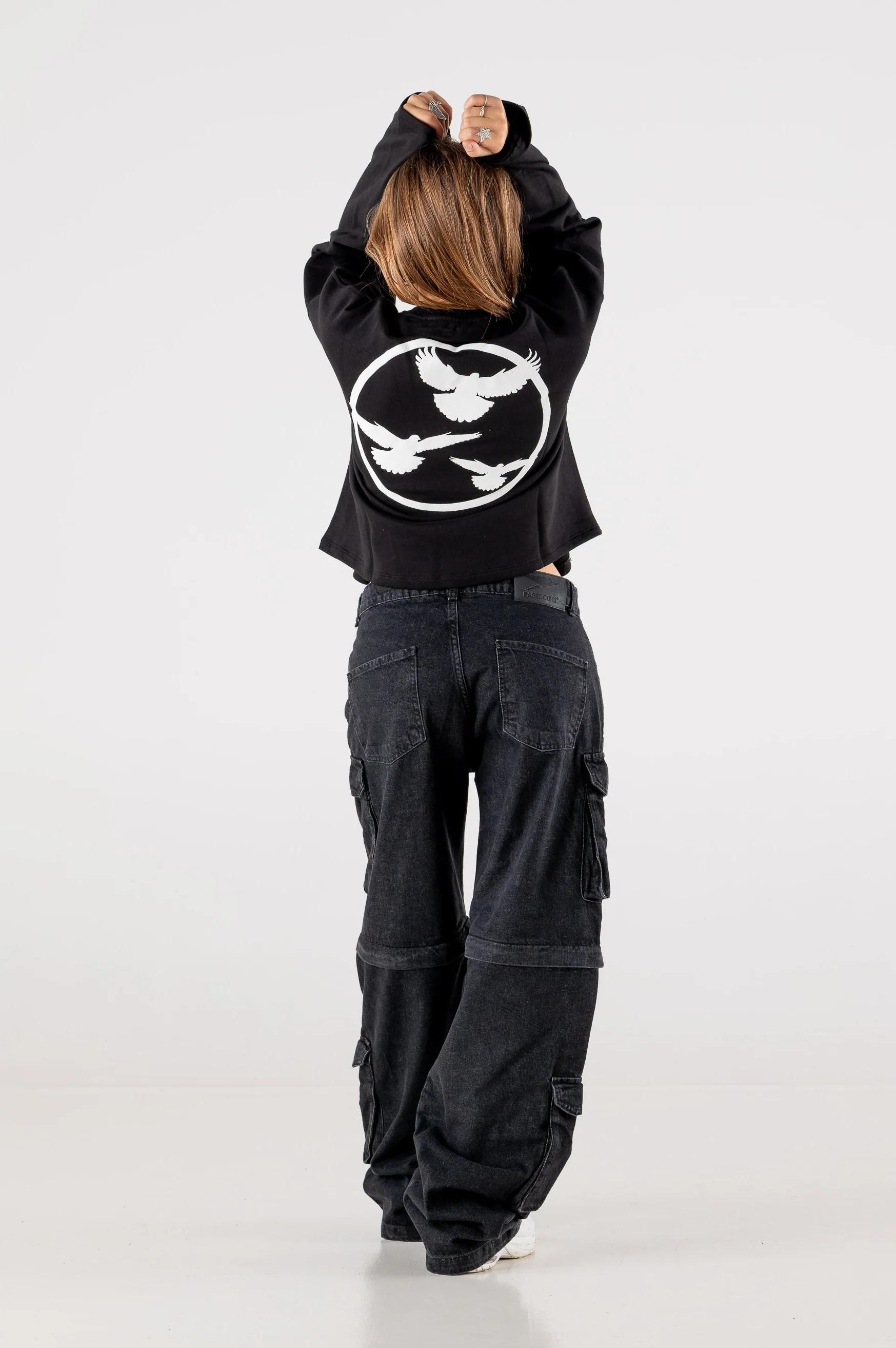 Double Denim Cargo Pants “DE LA RUE À LA RUE” Black - Image 10