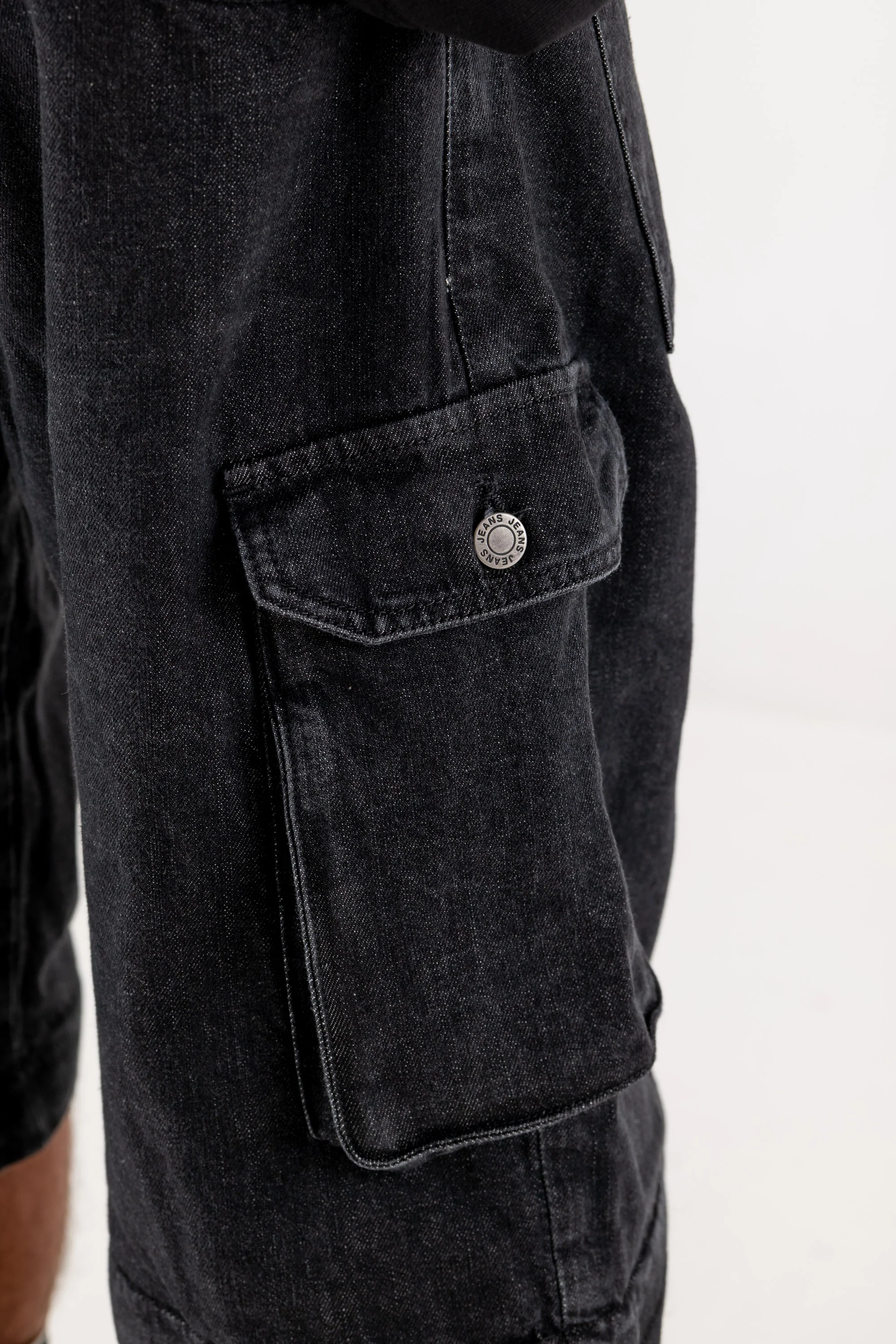 Double Denim Cargo Pants “DE LA RUE À LA RUE” Black - Image 14