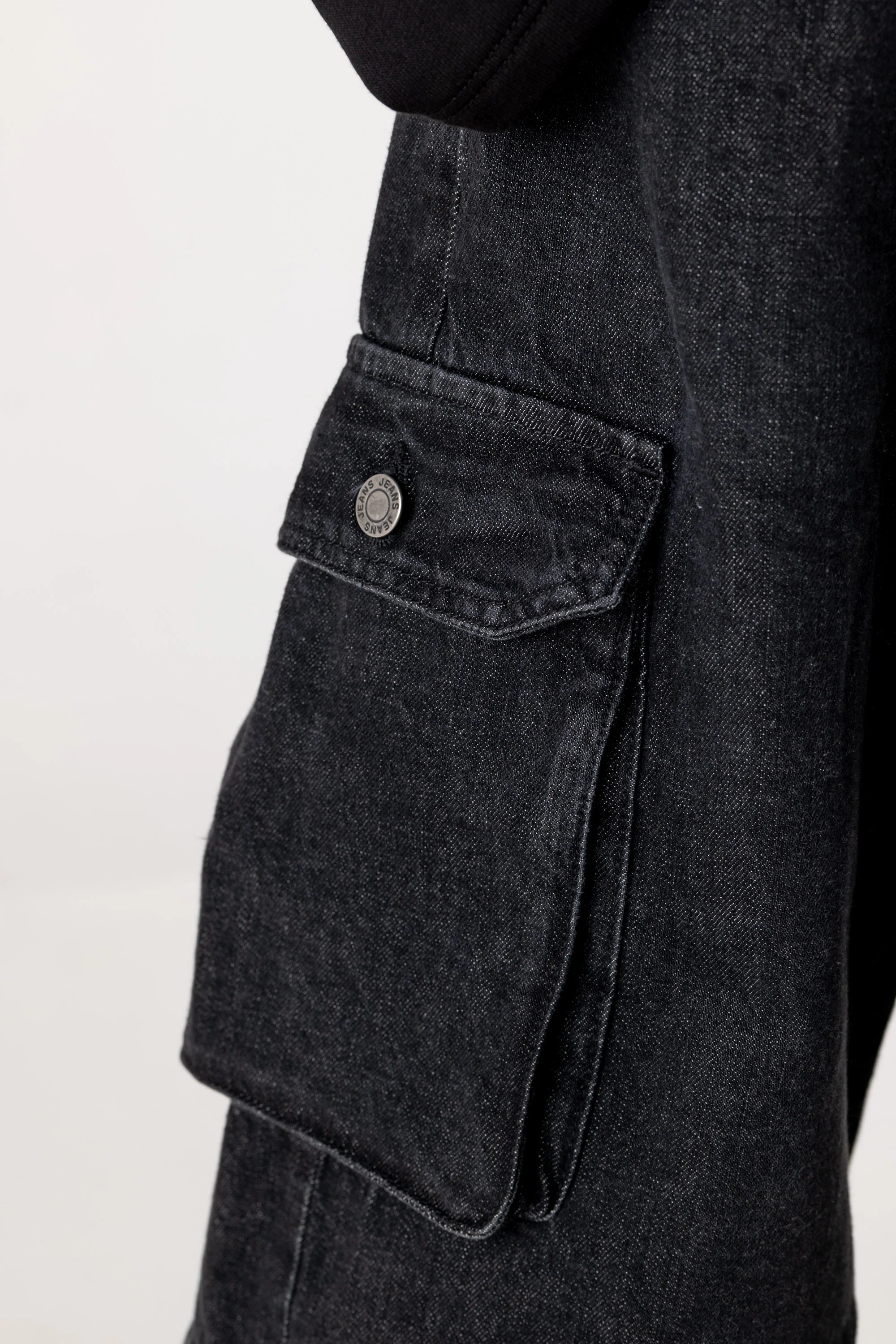 Double Denim Cargo Pants “DE LA RUE À LA RUE” Black - Image 15