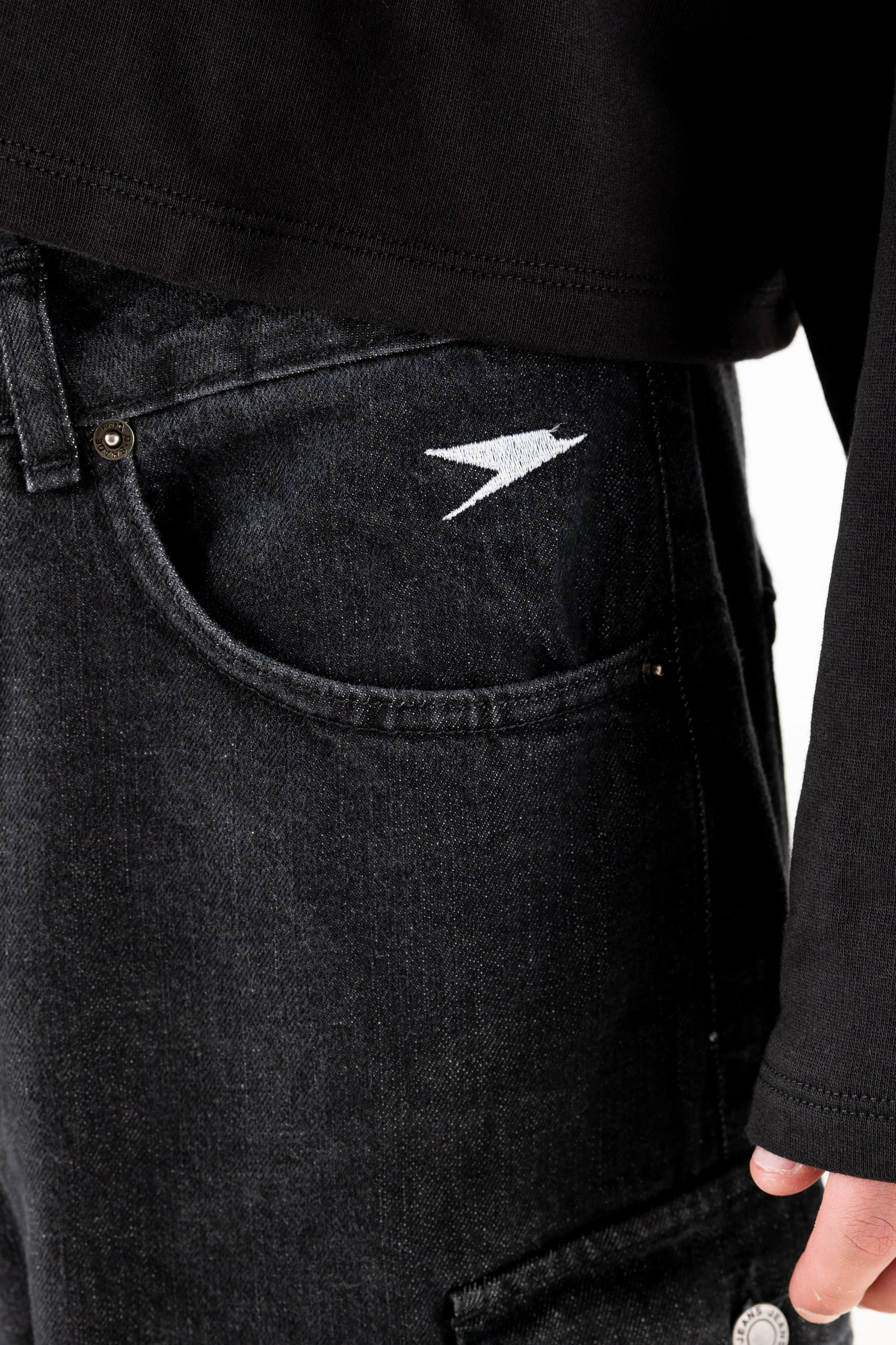 Double Denim Cargo Pants “DE LA RUE À LA RUE” Black - Image 17