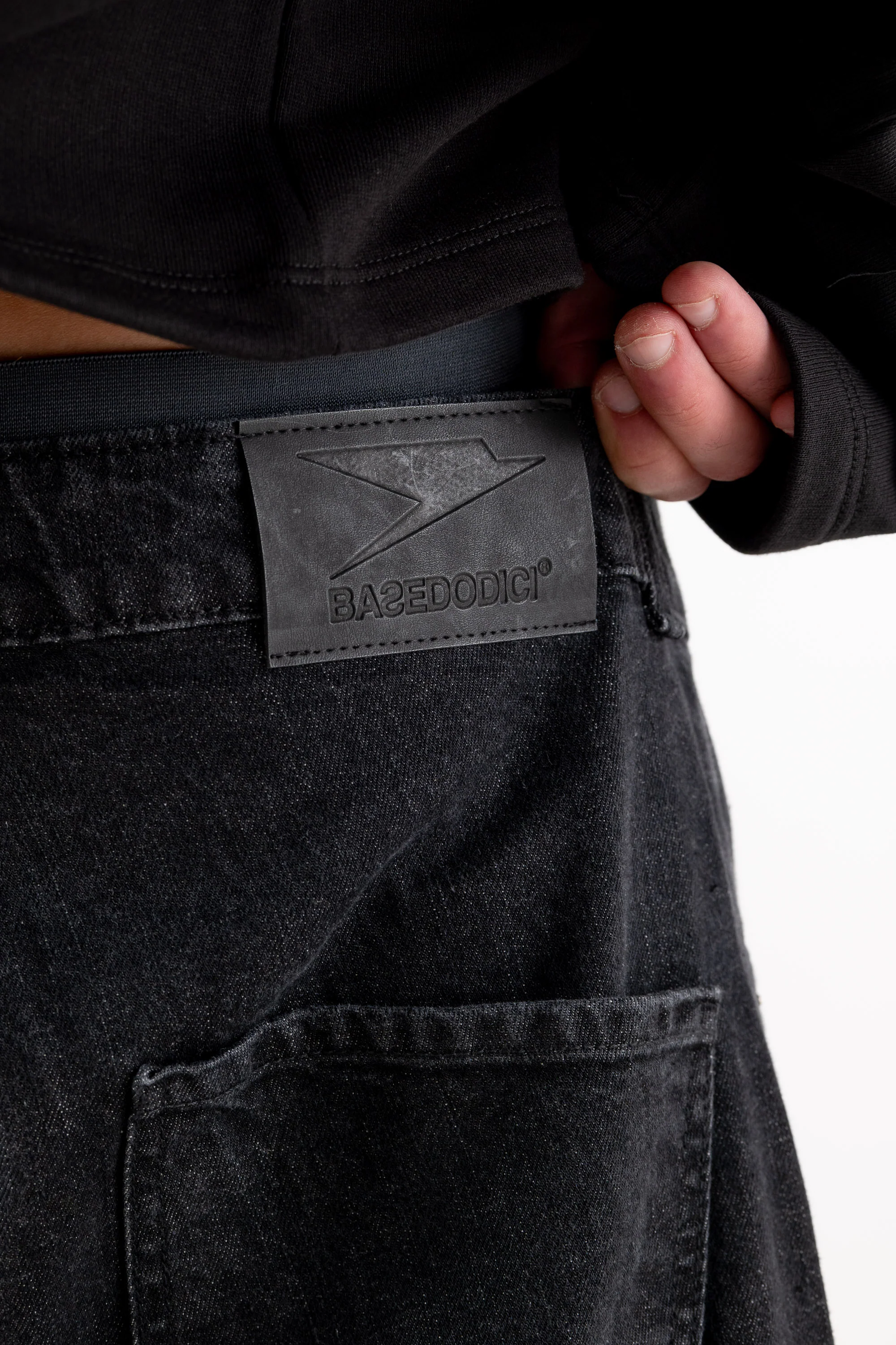 Double Denim Cargo Pants “DE LA RUE À LA RUE” Black - Image 18