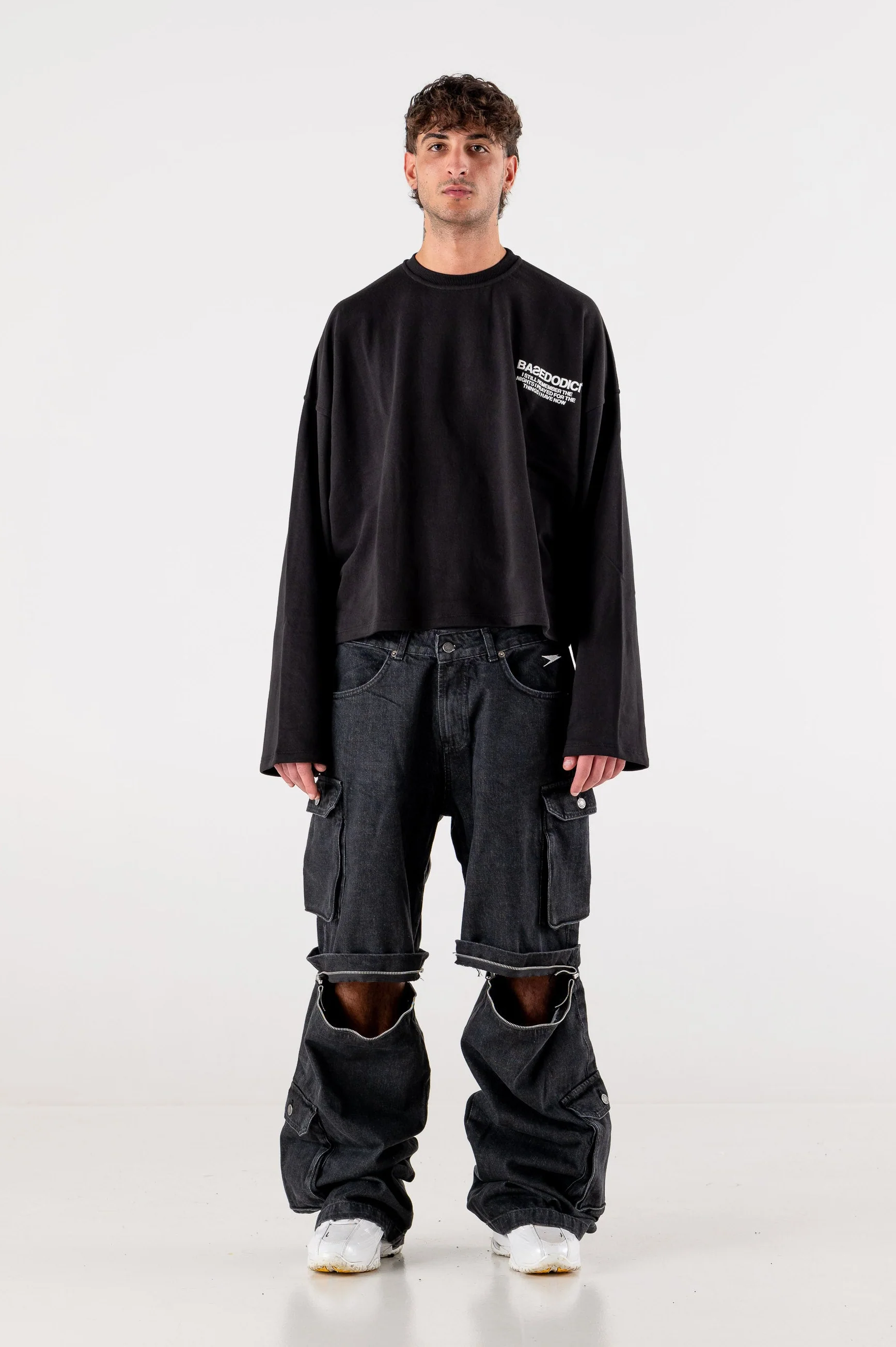 Double Denim Cargo Pants “DE LA RUE À LA RUE” Black - Image 5