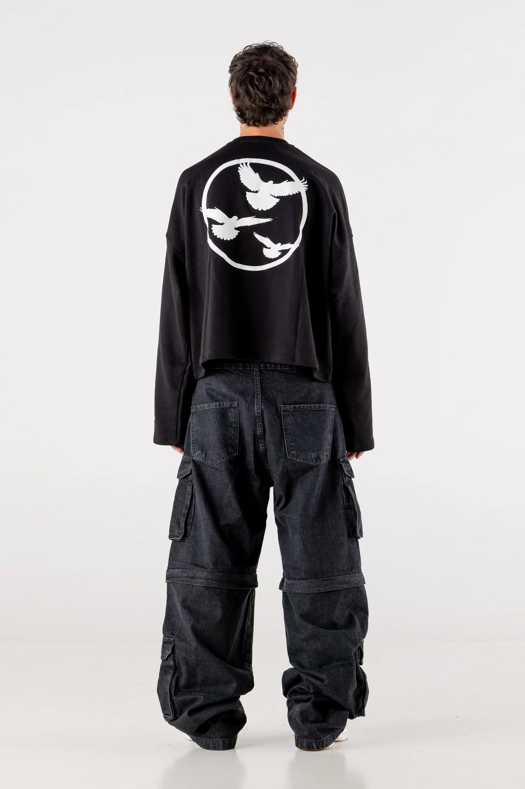 Double Denim Cargo Pants “DE LA RUE À LA RUE” Black - Image 7
