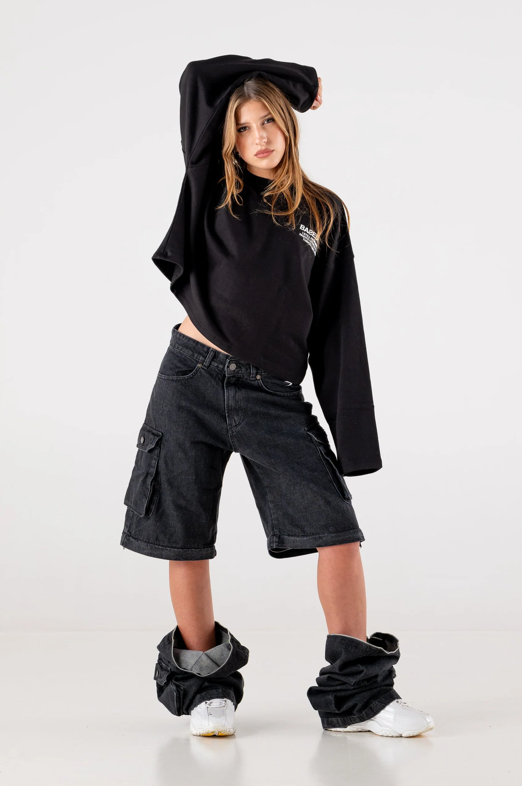 Double Denim Cargo Pants “DE LA RUE À LA RUE” Black - Image 8
