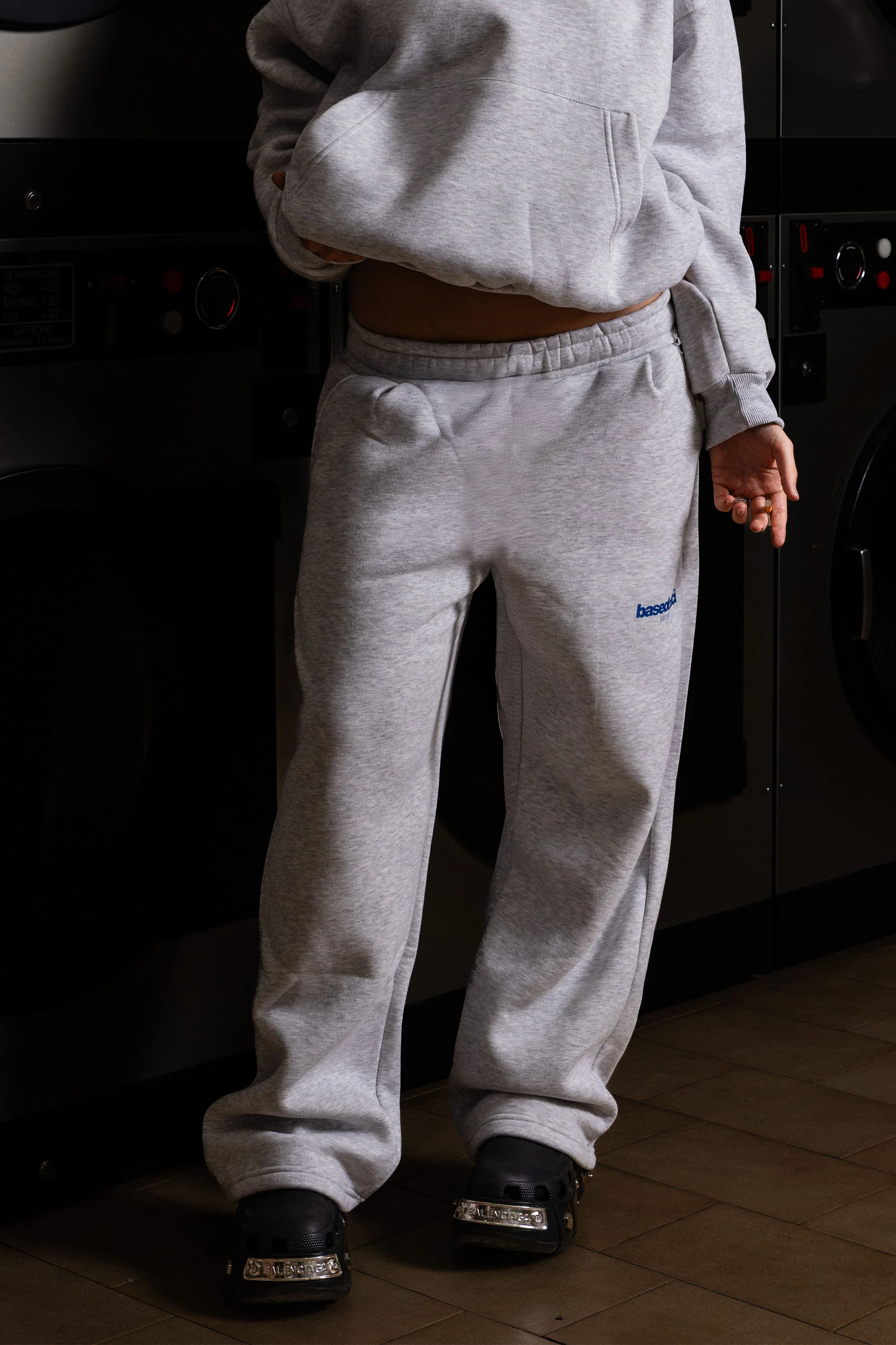 Fleece Pants "COMFY" Front Logo AshGrey/Blue - Image 3