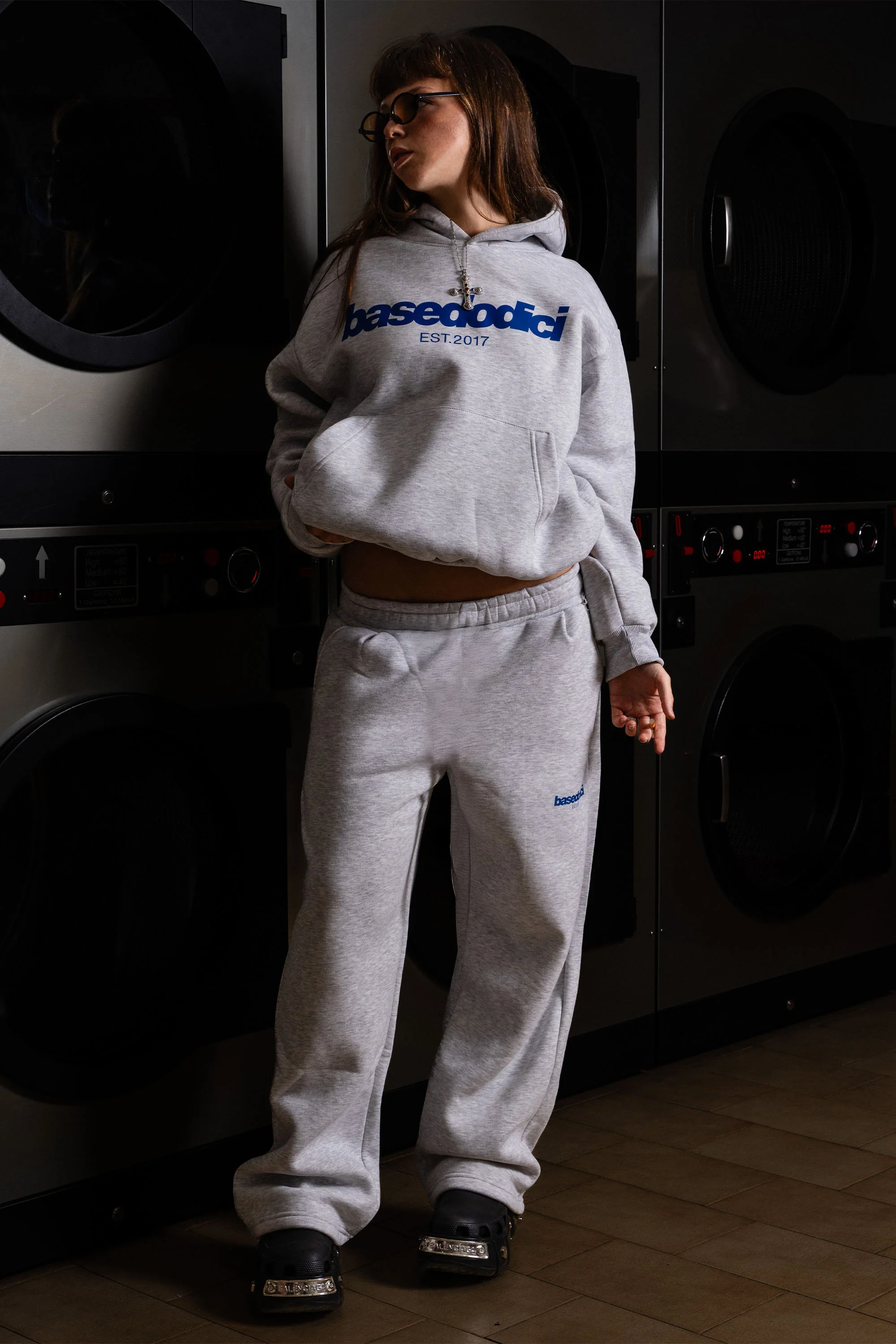 Fleece Pants "COMFY" Front Logo AshGrey/Blue - Image 5