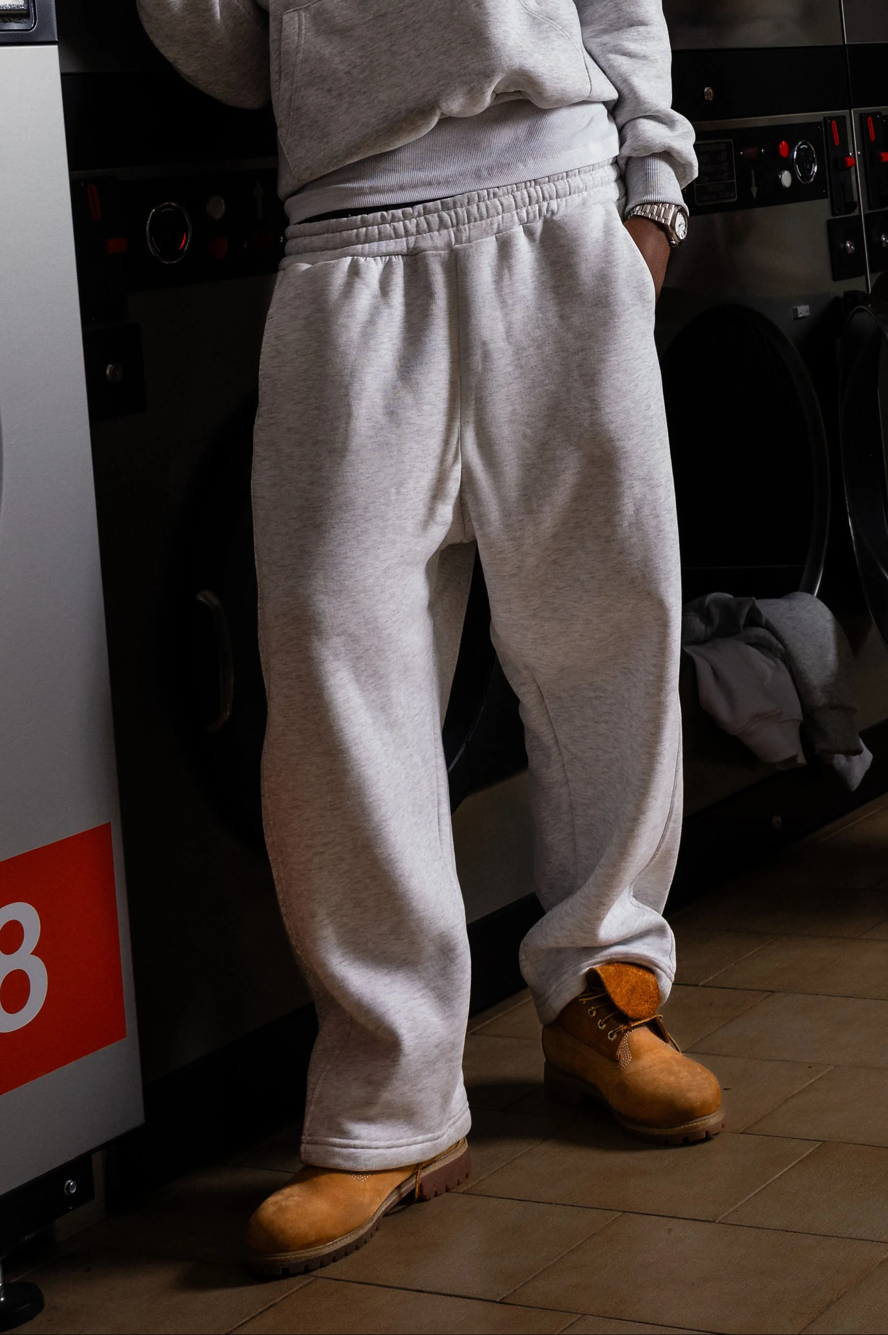 Fleece Pants "COMFY" Vertical Logo AshGrey/Black - Image 4