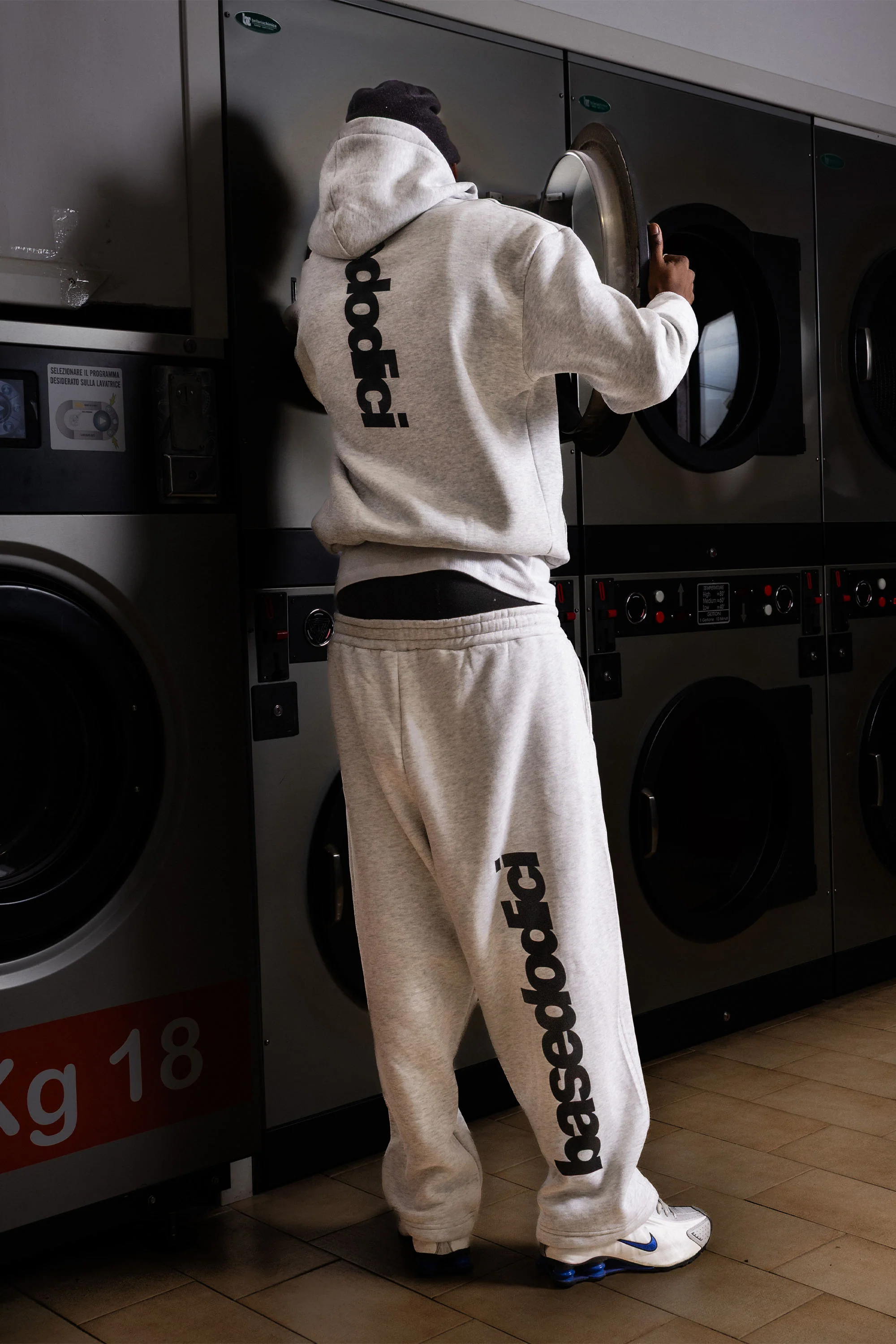 Fleece Pants "COMFY" Vertical Logo AshGrey/Black - Image 6