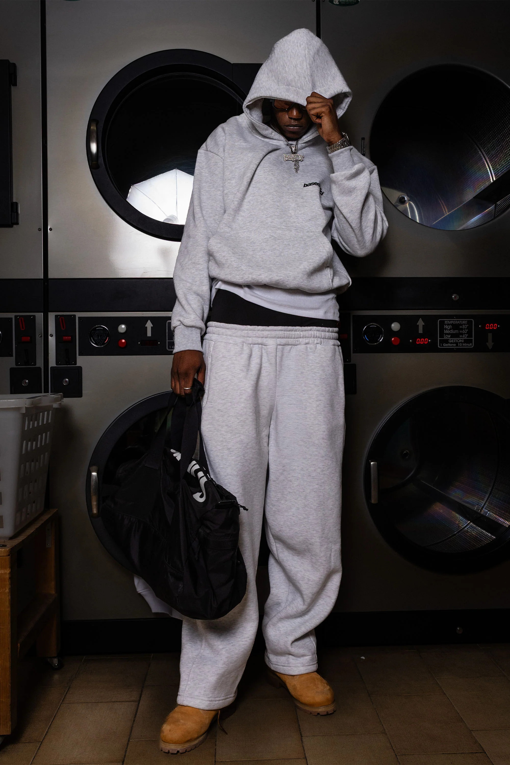Fleece Pants "COMFY" Vertical Logo AshGrey/Black - Image 7