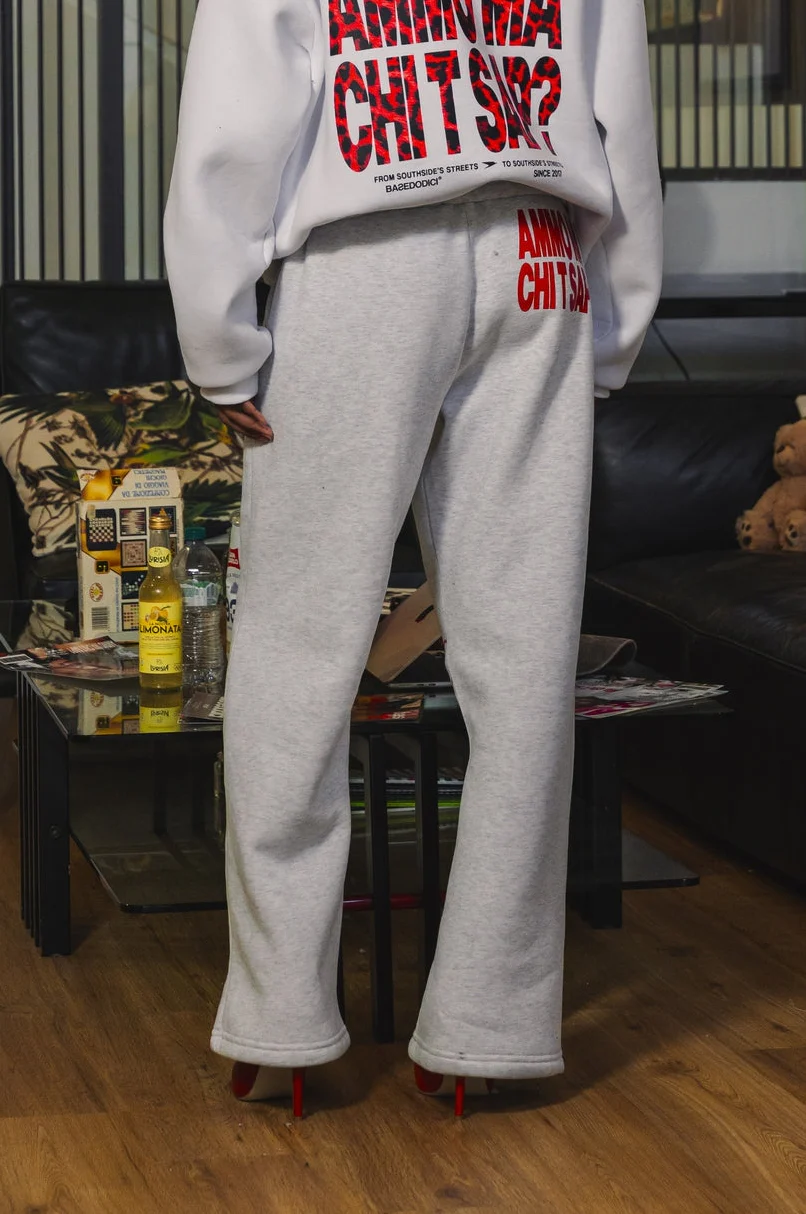 Fleece Pants "AMMO" CHI'T'SAP AshGrey/ScriptRed - Image 3