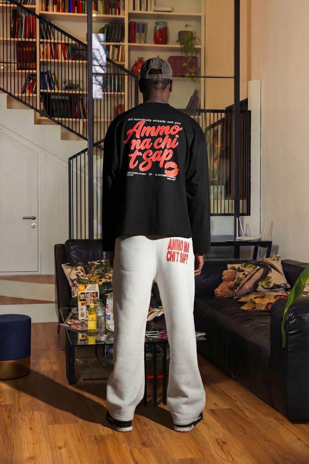 Fleece Pants "AMMO" CHI'T'SAP AshGrey/ScriptRed - Image 8