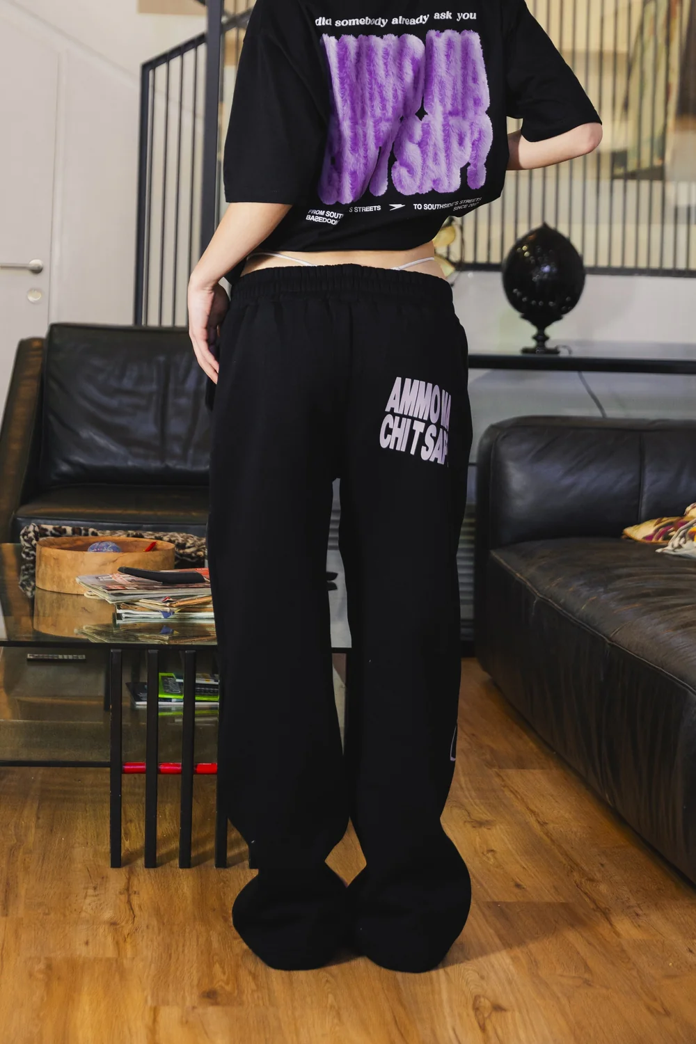 Fleece Pants "AMMO" CHI'T'SAP Black/ScriptPink - Image 3