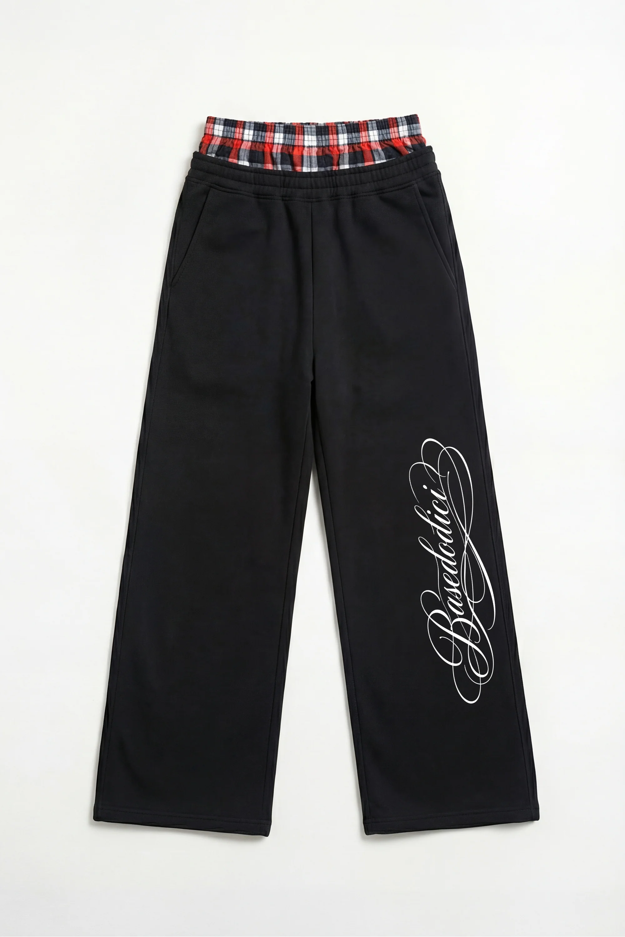 Fleece Pants "FOR DREAMERS" DoubleLayer Script Black/Red