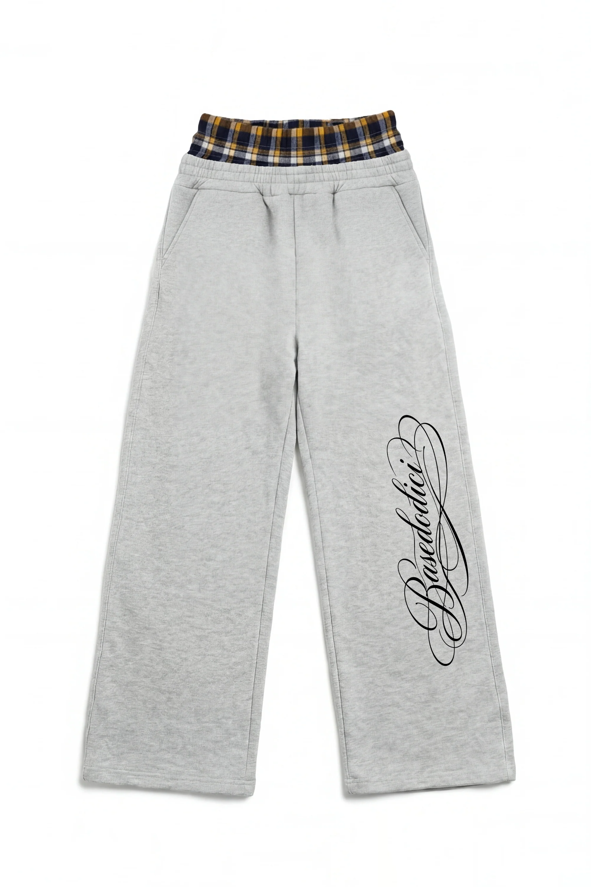 Fleece Pants "FOR DREAMERS" DoubleLayer Script Grey/Yellow