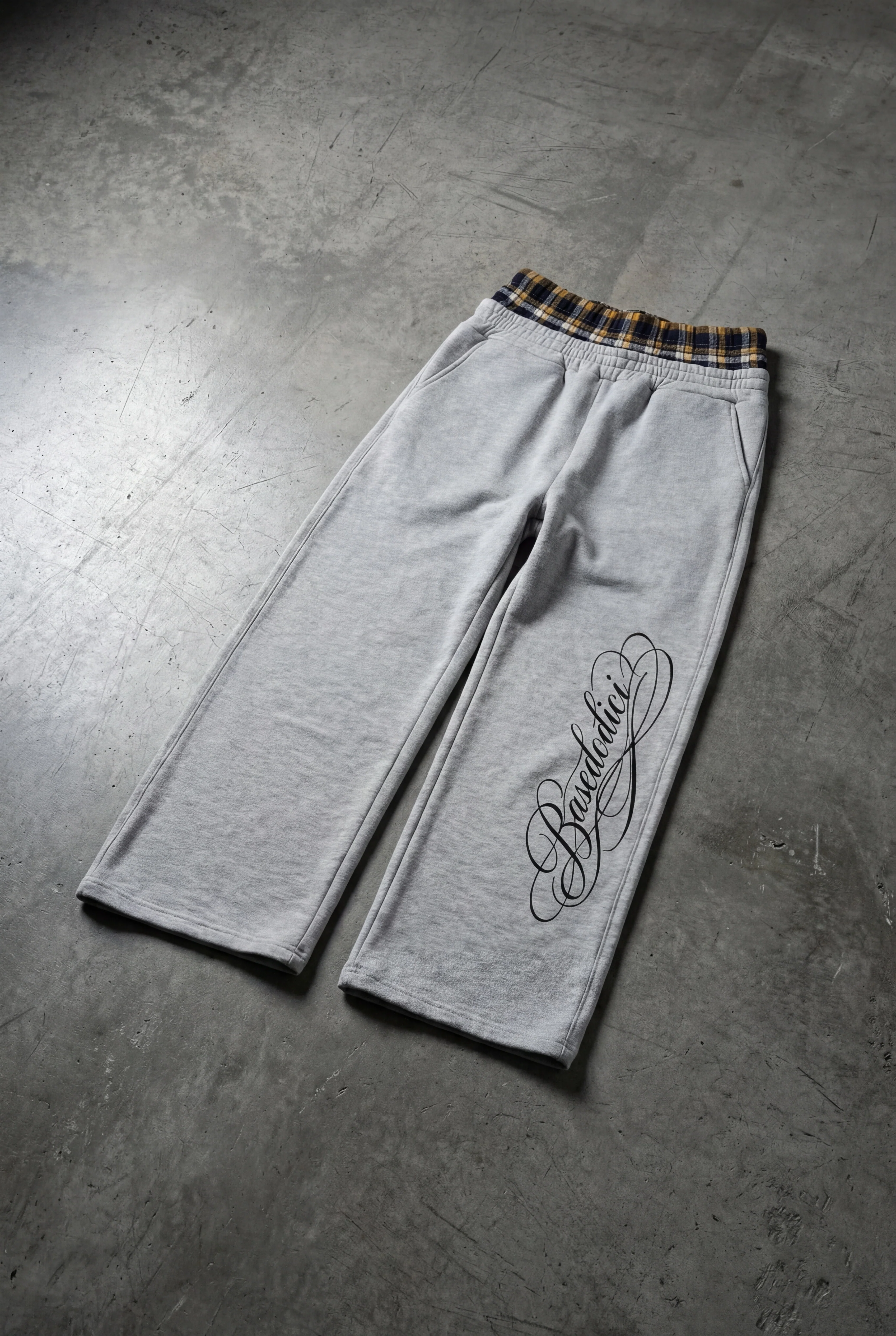 Fleece Pants "FOR DREAMERS" DoubleLayer Script Grey/Yellow - Image 2