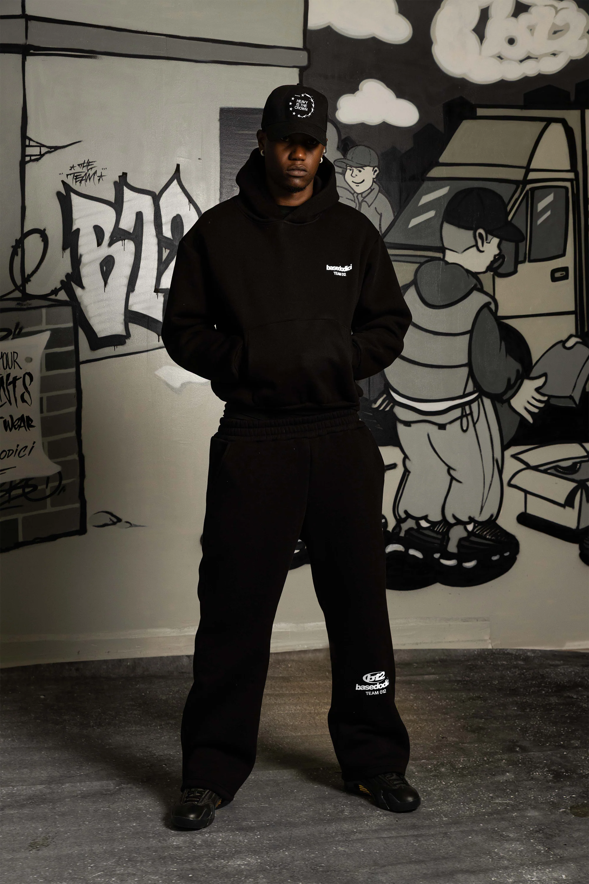 Fleece Pants "TEAM012" Logo Black/White - Image 3