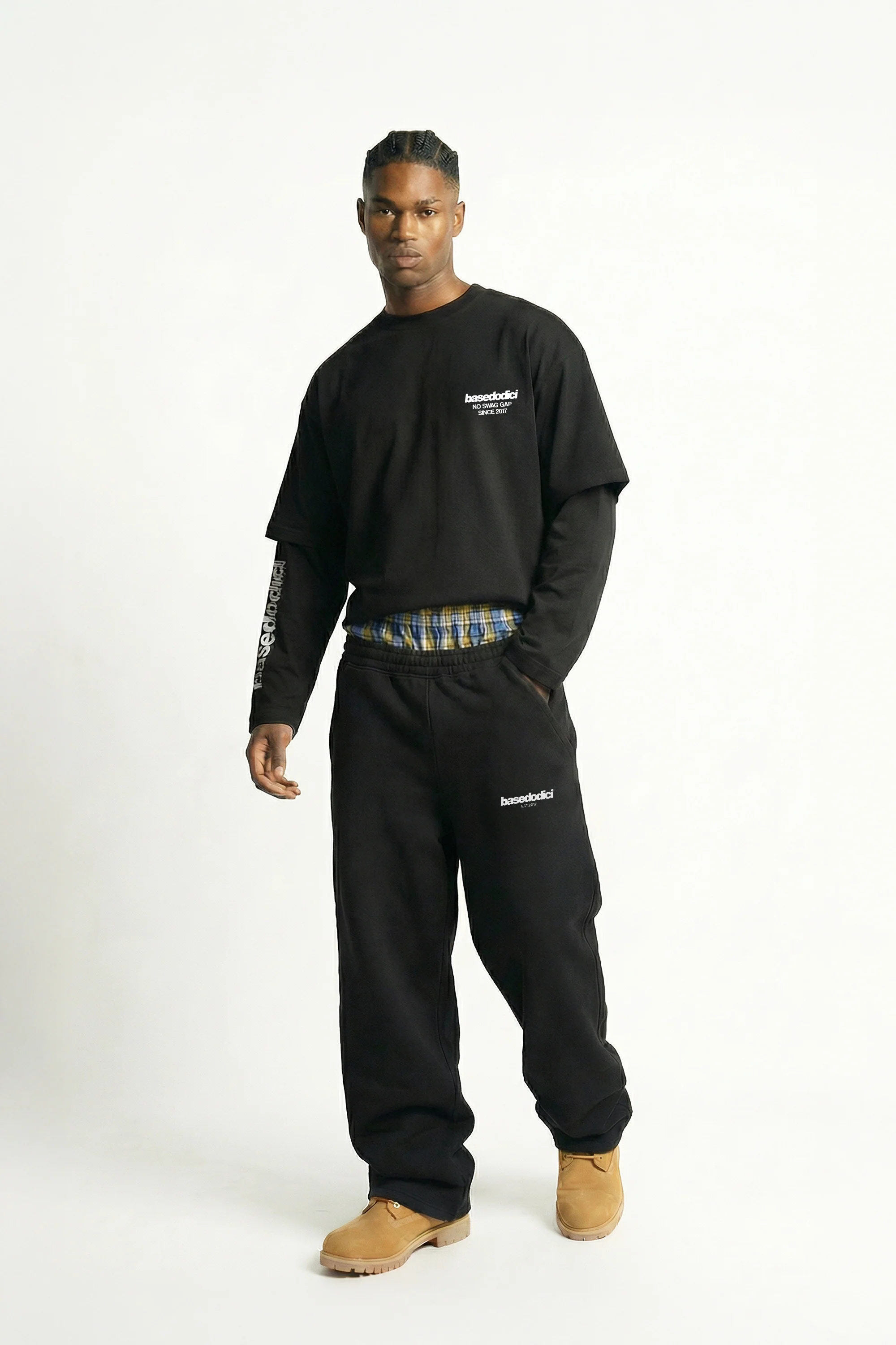 Fleece Pants "VALENTINE" DoubleLayer Black/BigCheck - Image 4