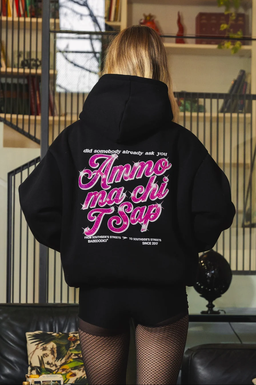 Hoodie "AMMO" CHI'T'SAP Black/GlitterPinkItalic - Image 3