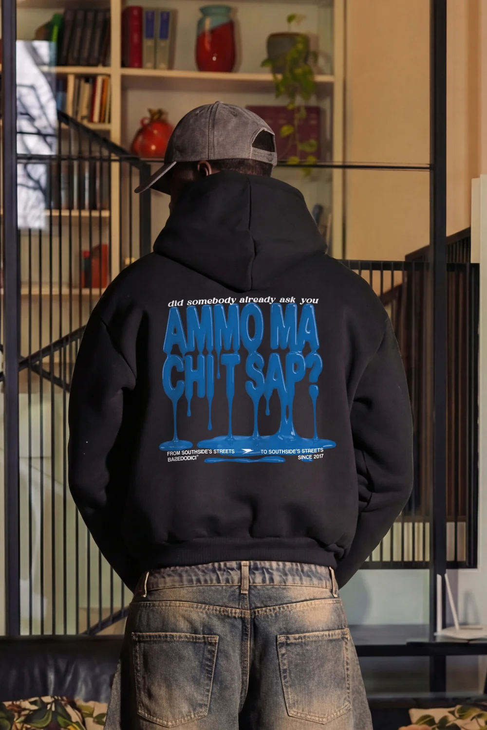 Hoodie "AMMO" CHI'T'SAP Black/PaintBlue - Image 2