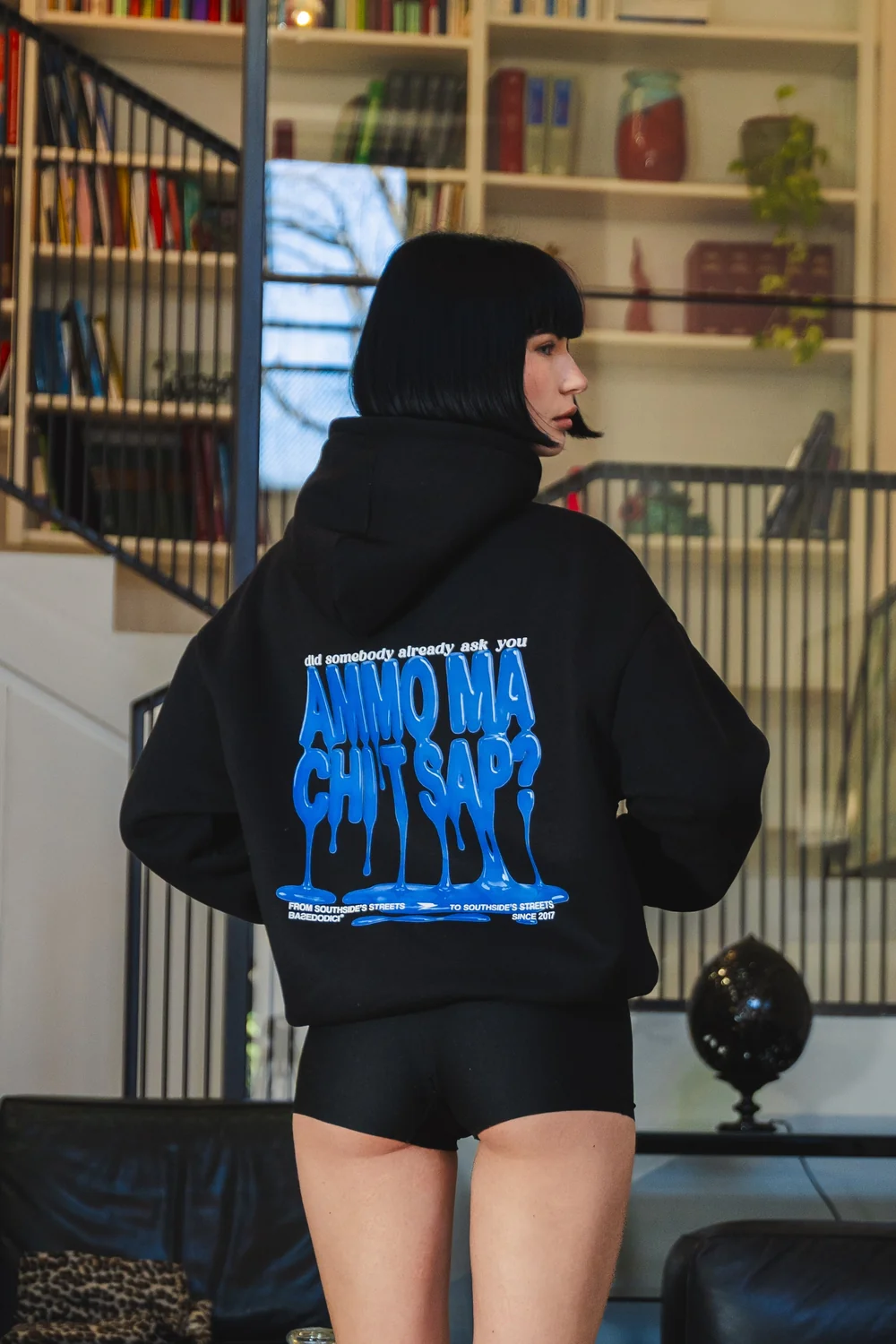 Hoodie "AMMO" CHI'T'SAP Black/PaintBlue - Image 3
