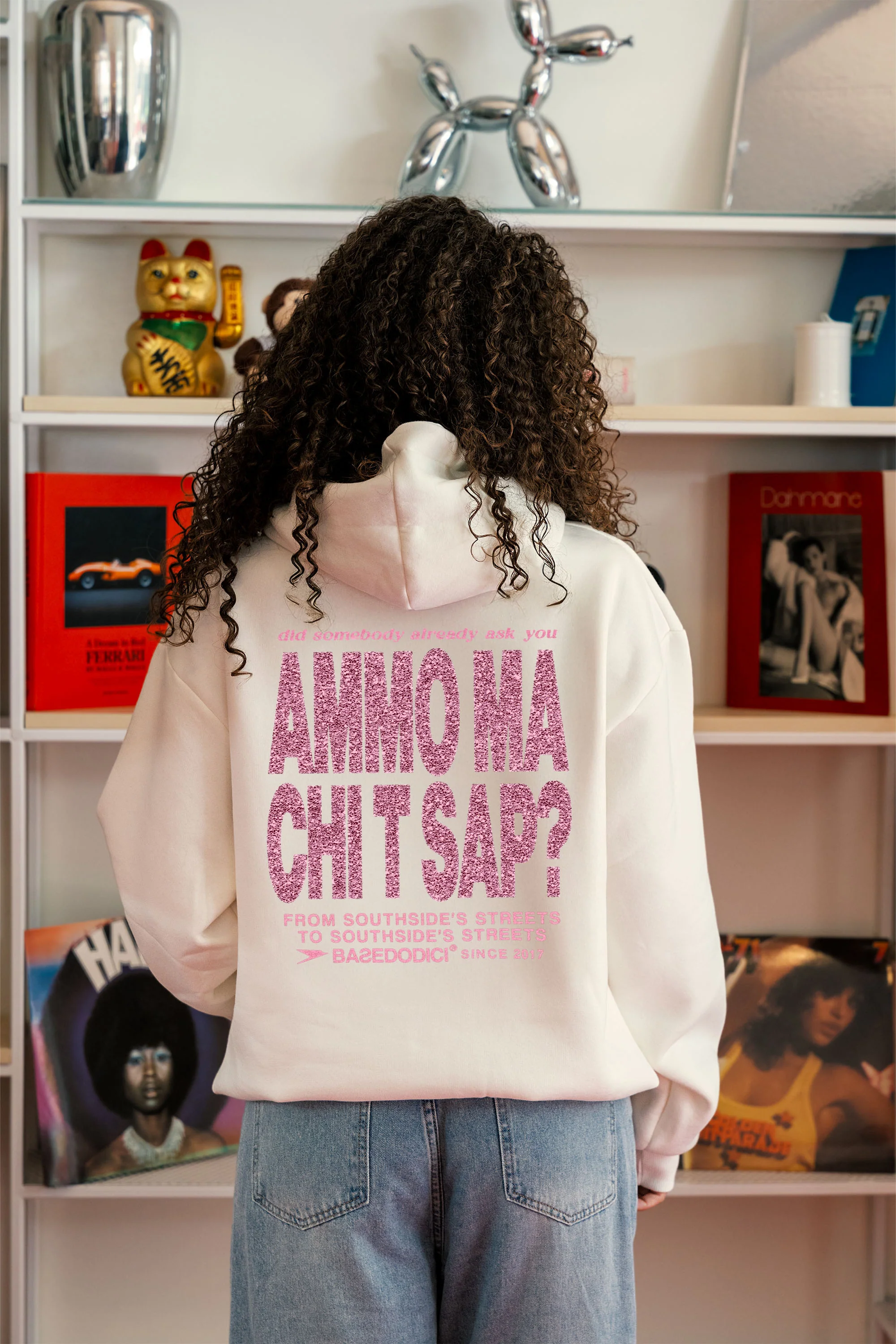 Hoodie "AMMO" CHI'T'SAP White/Glitter Bubble Pink - Image 2