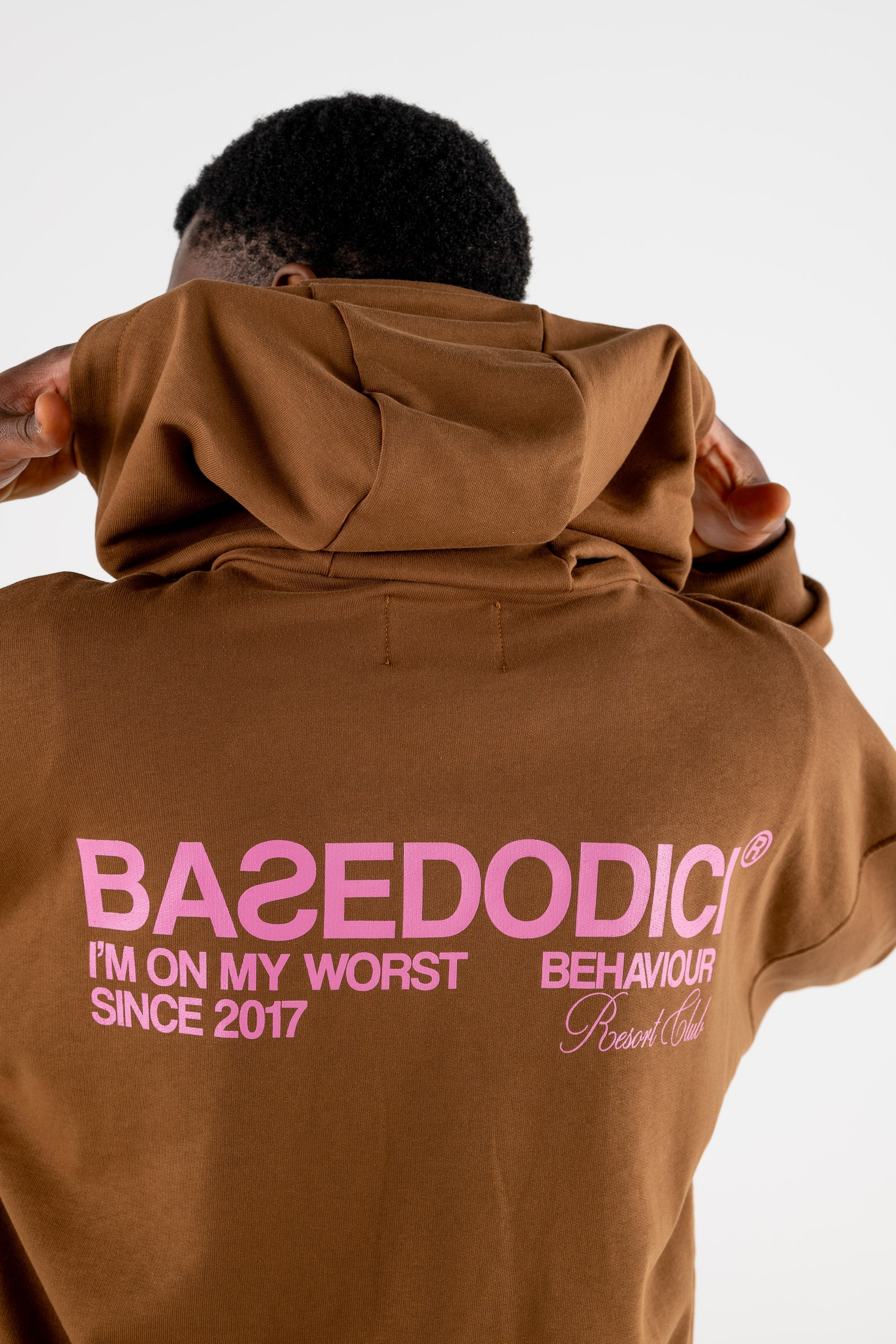 Hoodie Boxy “RESORT” Triple Logo Brown - Image 9