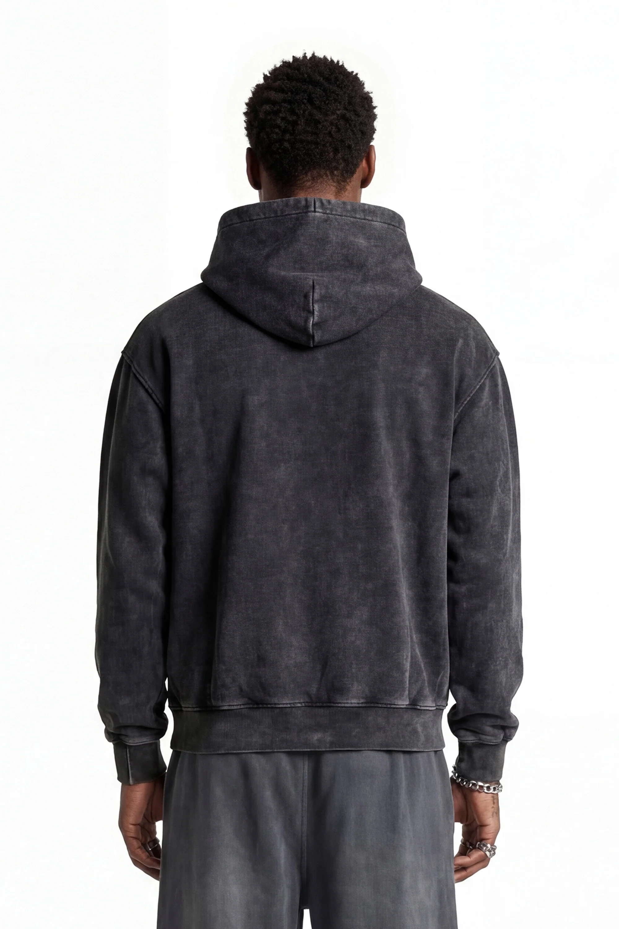 Hoodie "FOR DREAMERS" Logo Stone Washed Dark - Image 3